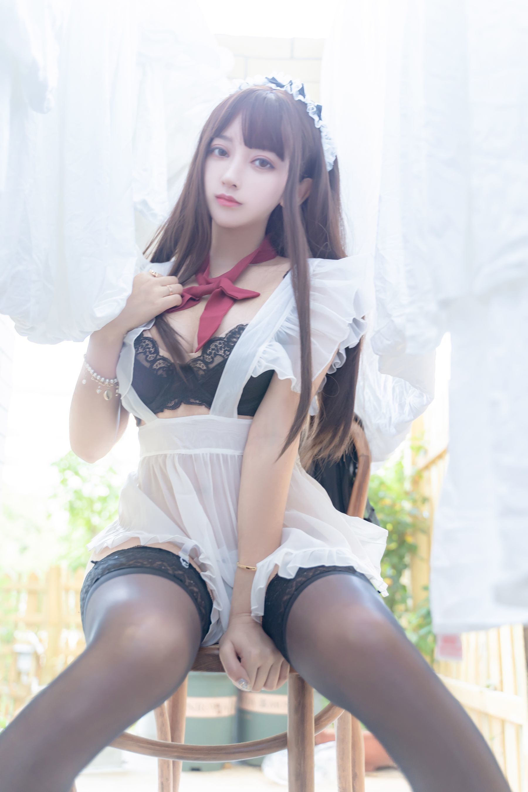 斗鱼米线线sama写真 透明女仆-图31