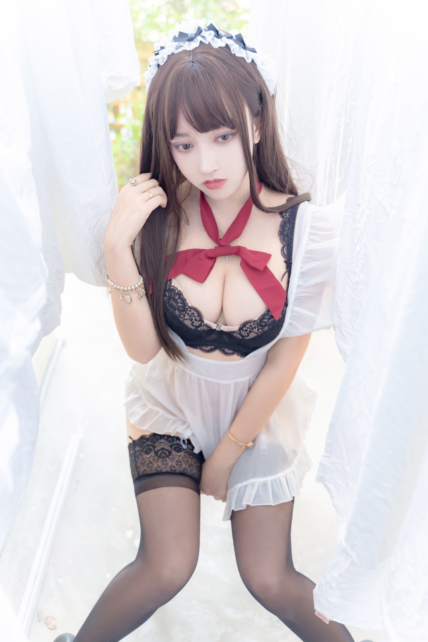 斗鱼米线线sama写真 透明女仆-图33