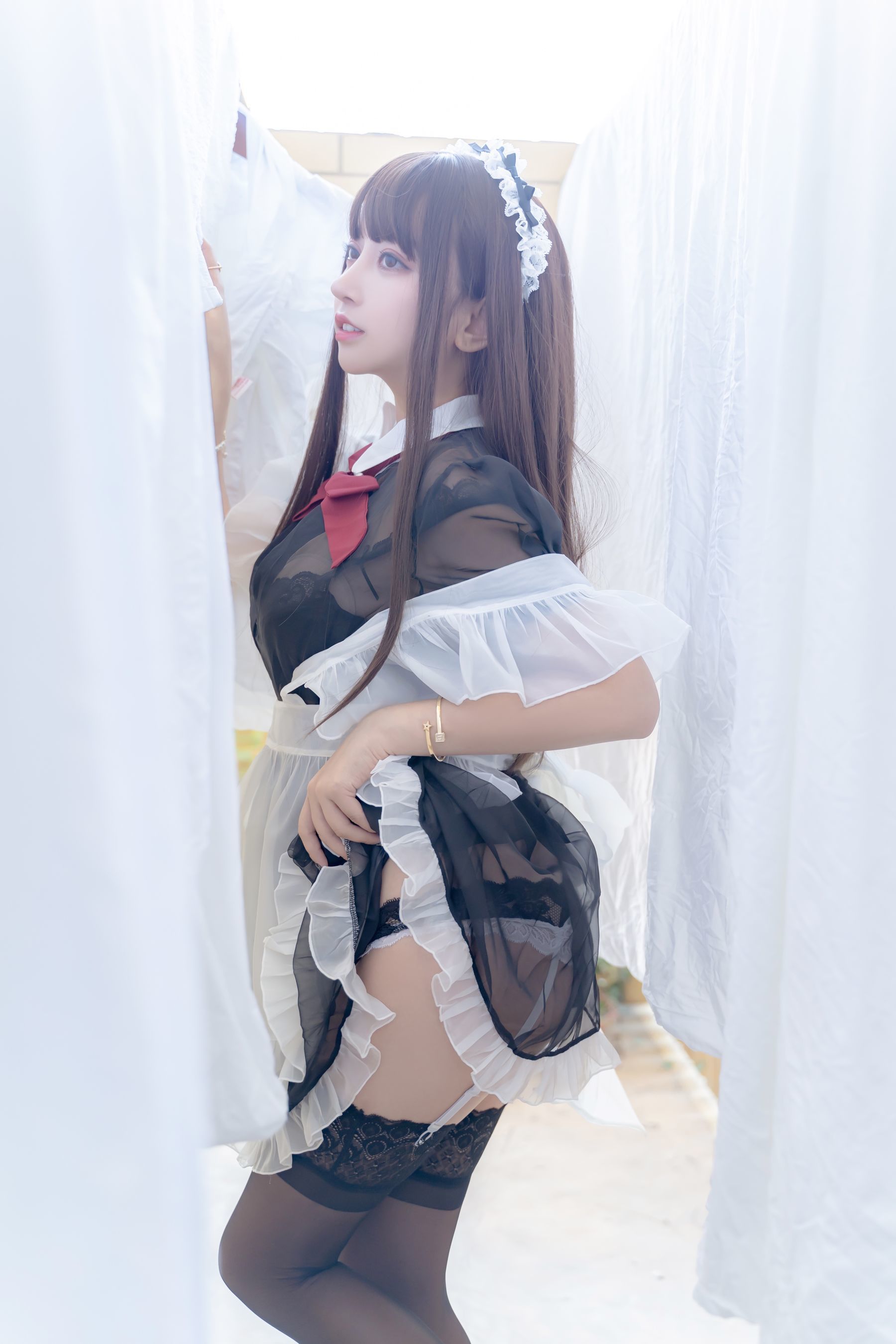 斗鱼米线线sama写真 透明女仆-图42