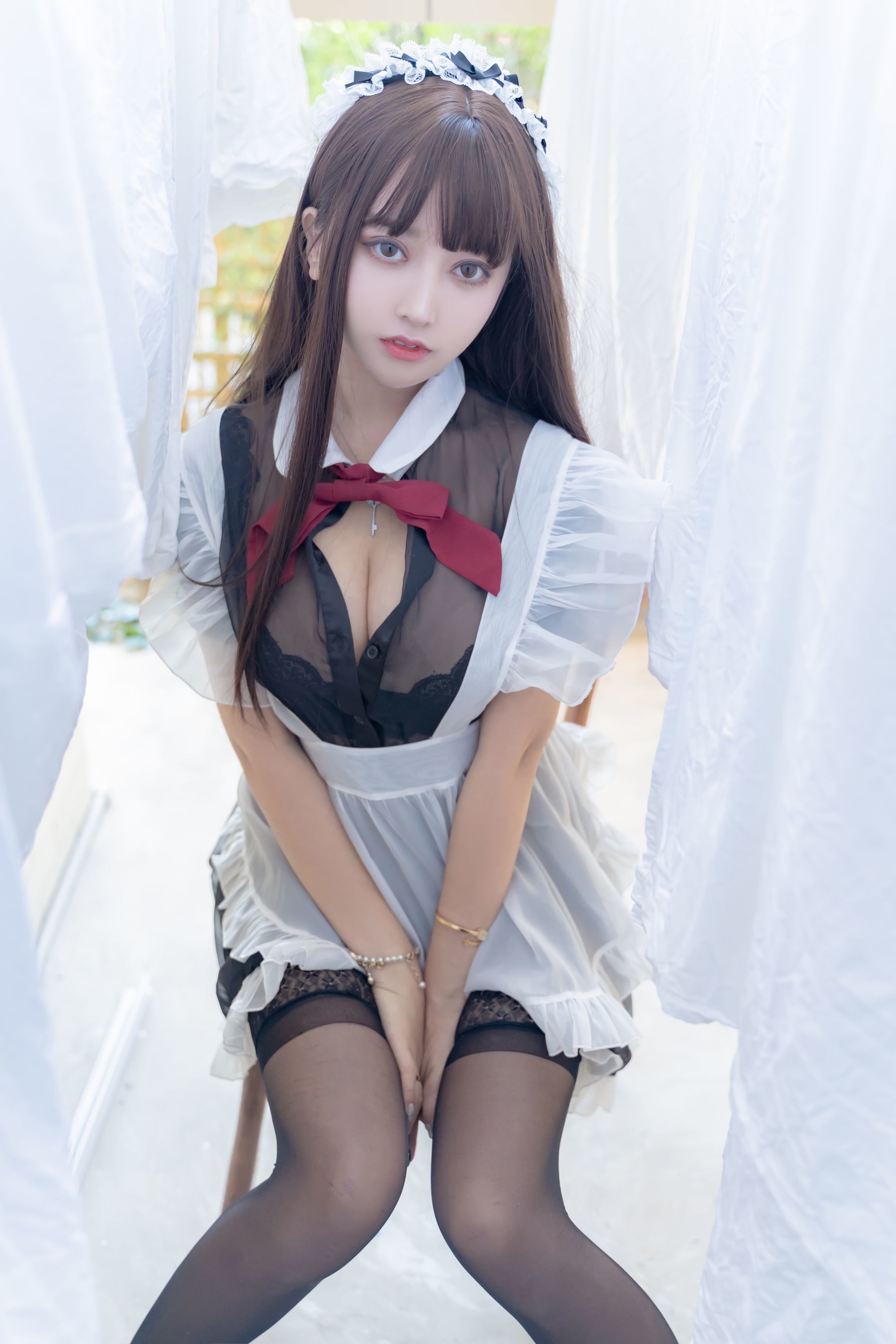 斗鱼米线线sama写真 透明女仆-图44