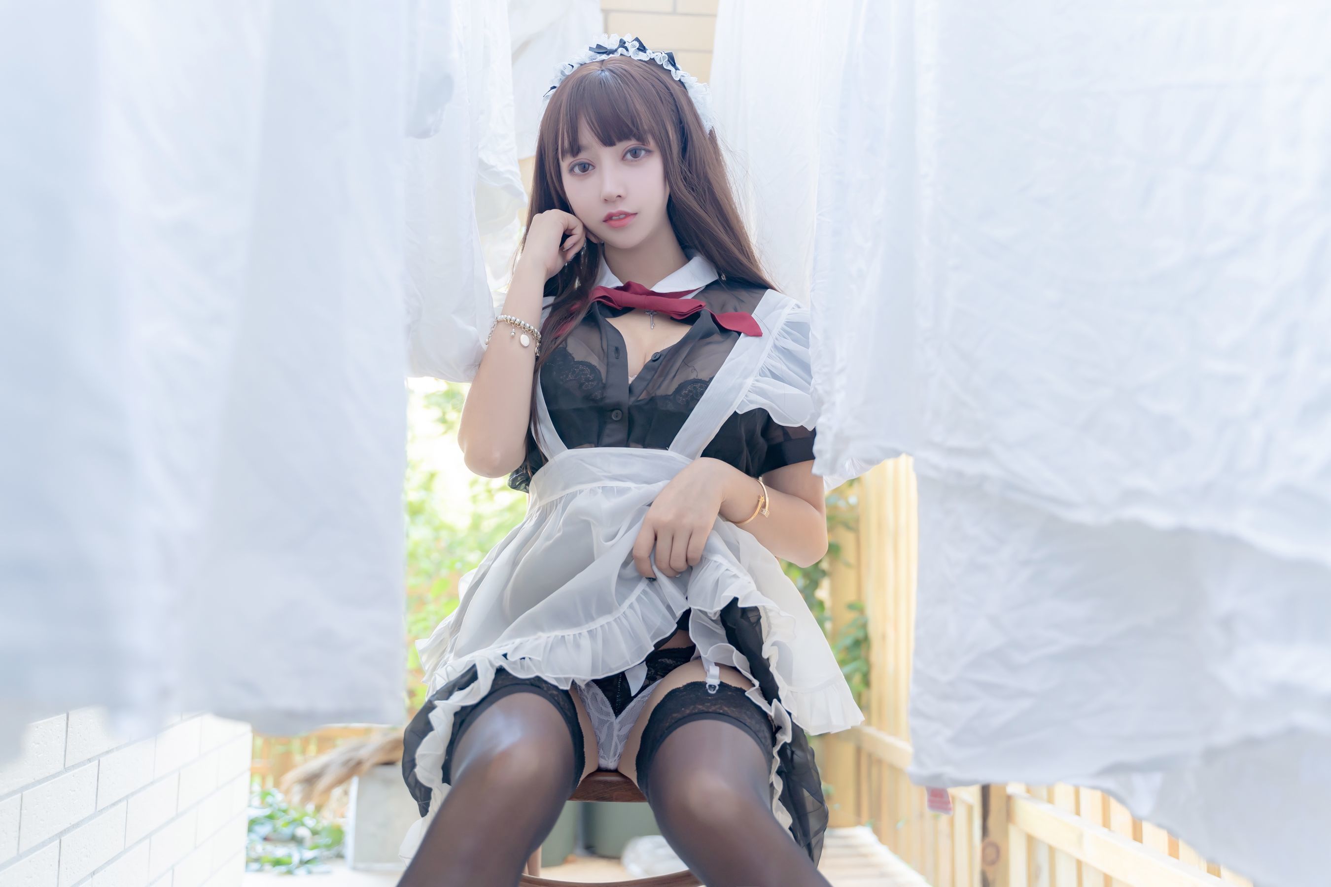斗鱼米线线sama写真 透明女仆-图46
