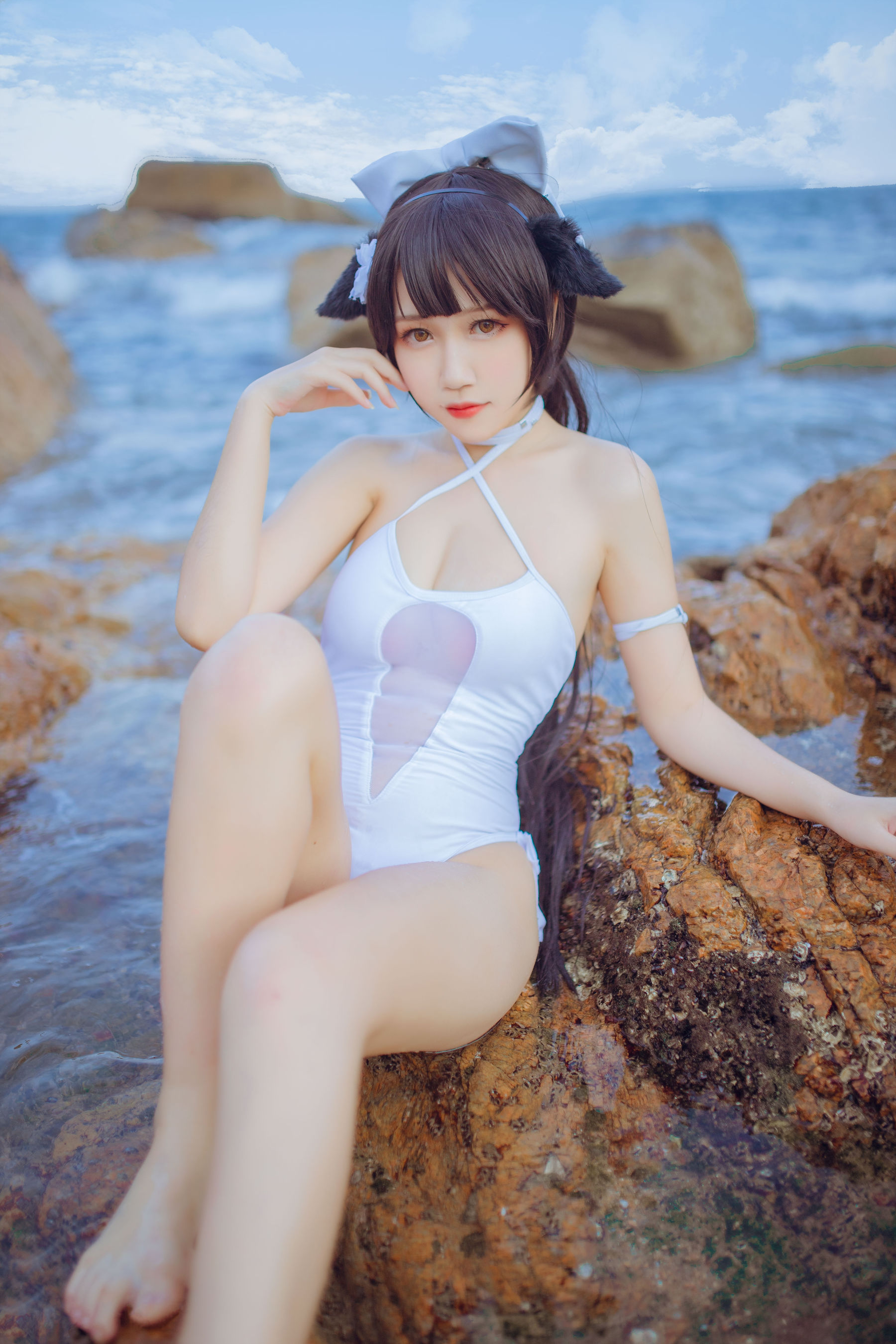 抖娘-利世图集 抖娘×不呆猫 獒犬海边泳装-图0