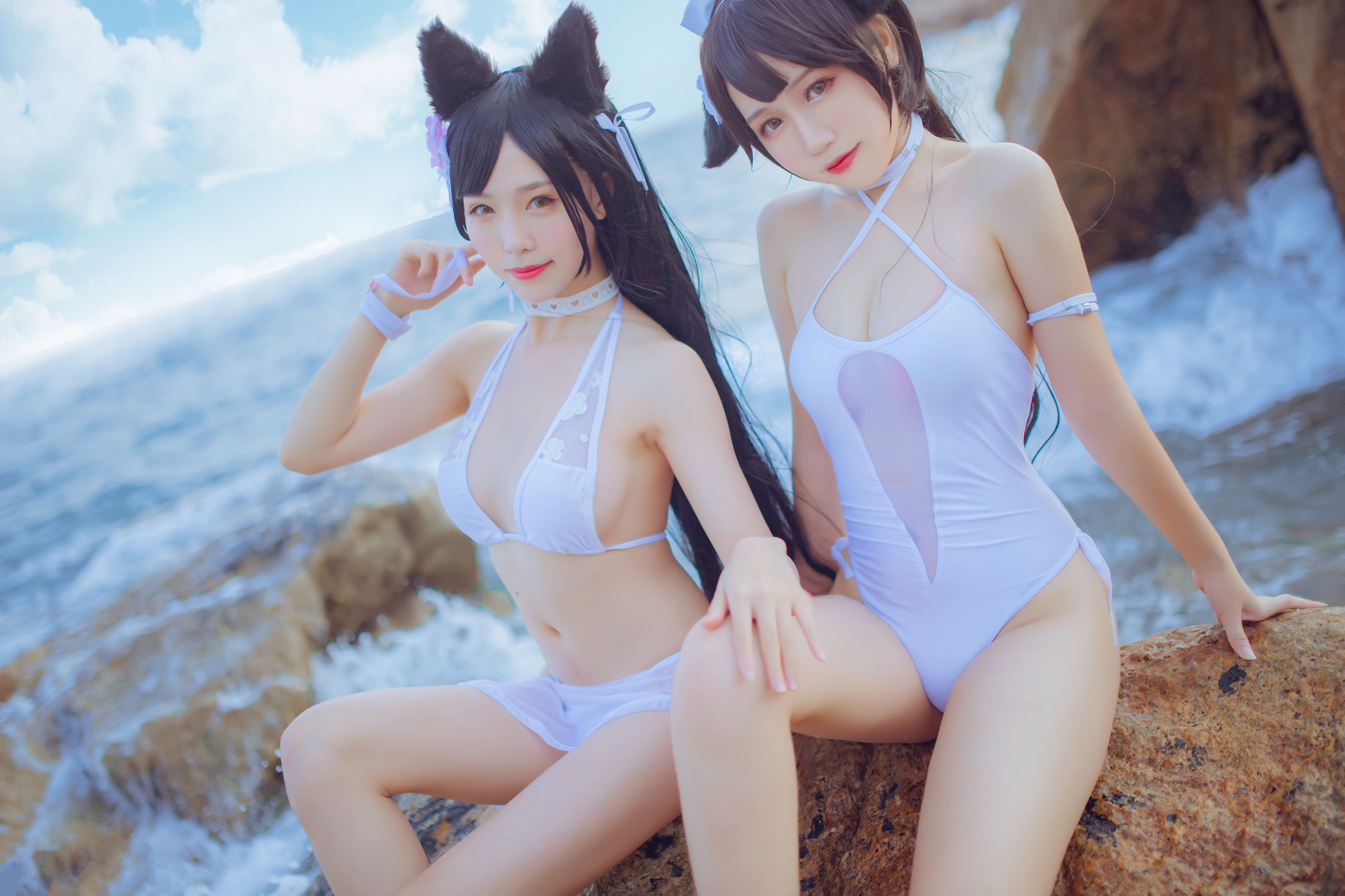 抖娘-利世图集 抖娘×不呆猫 獒犬海边泳装-图13
