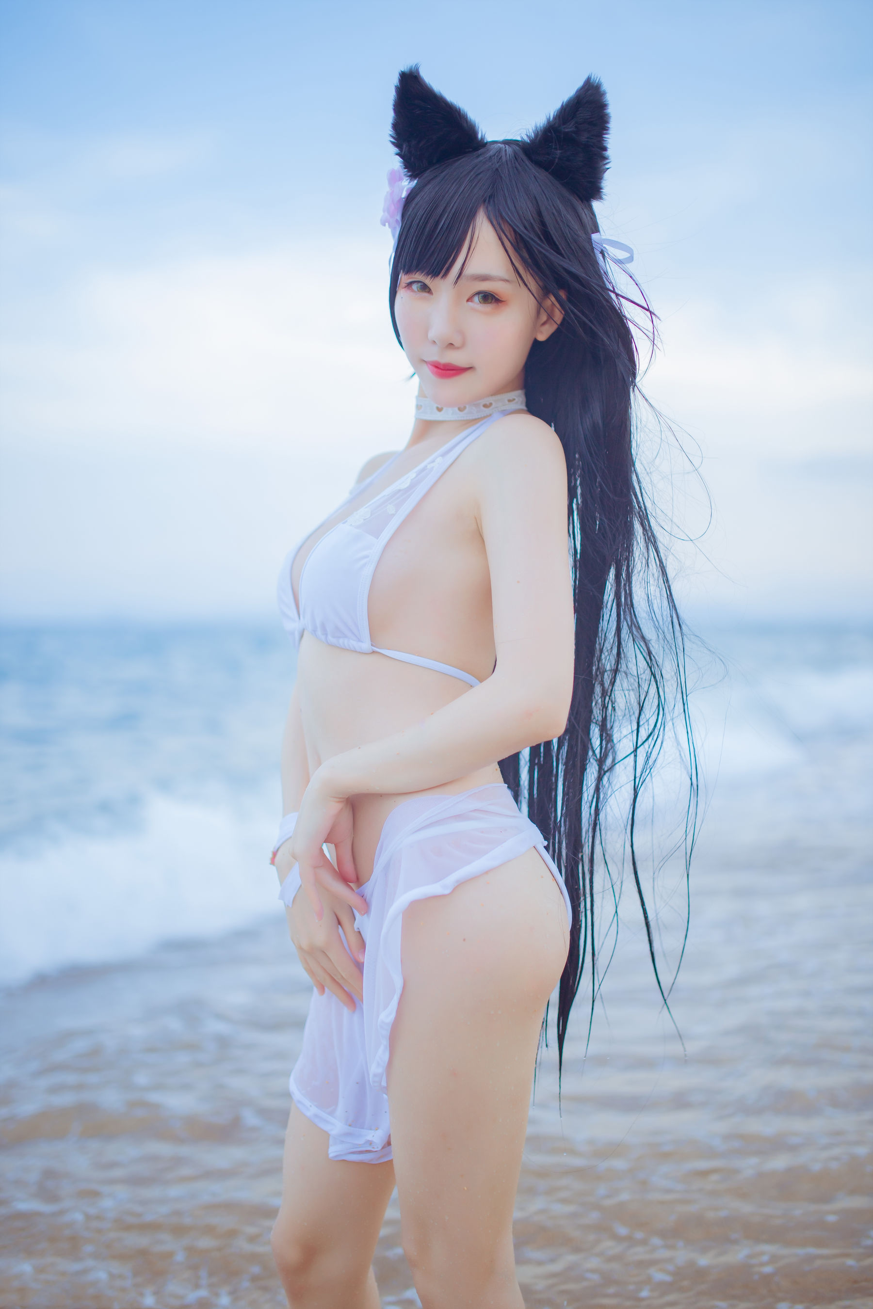 抖娘-利世图集 抖娘×不呆猫 獒犬海边泳装-图14