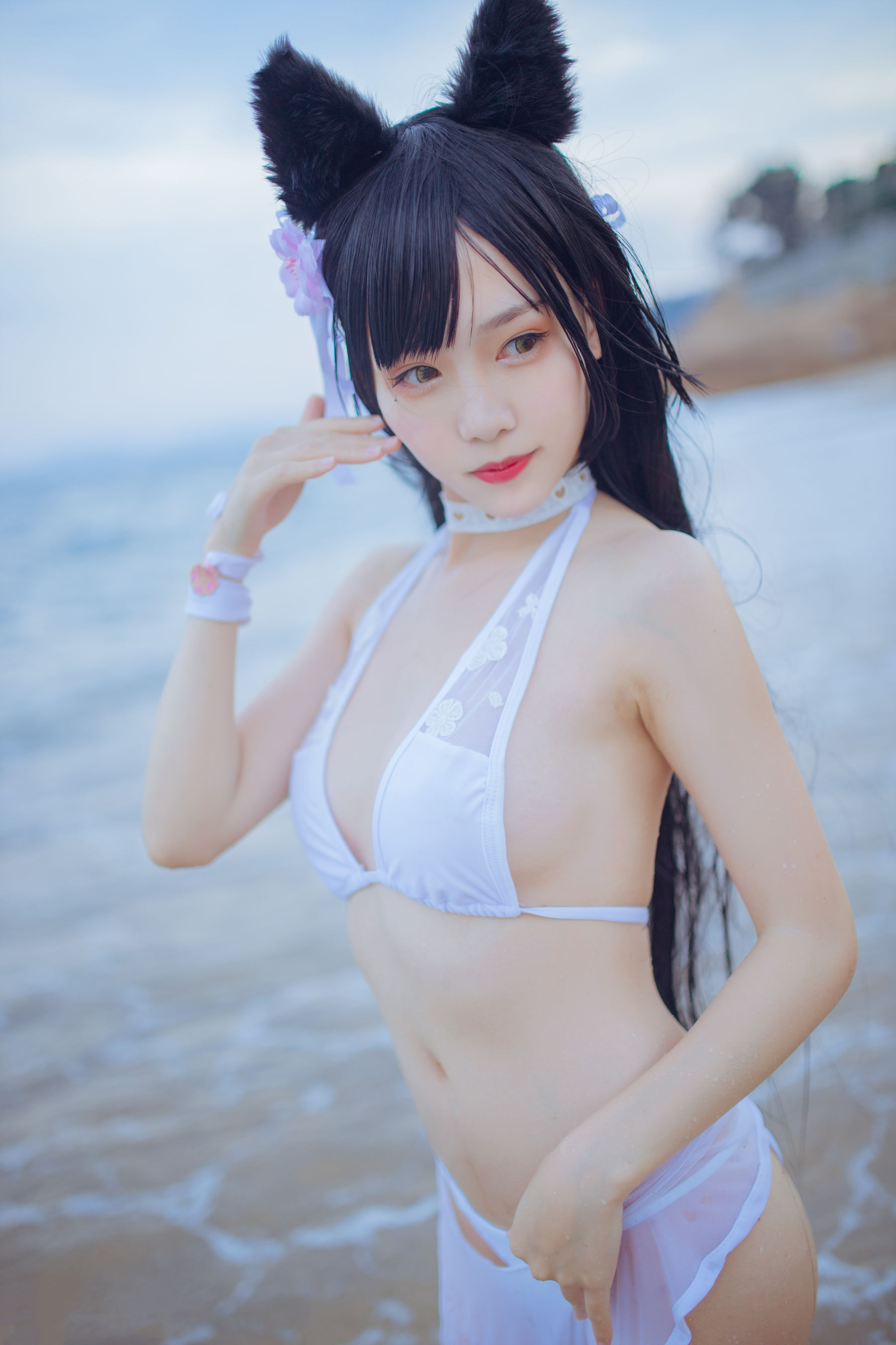 抖娘-利世图集 抖娘×不呆猫 獒犬海边泳装-图15