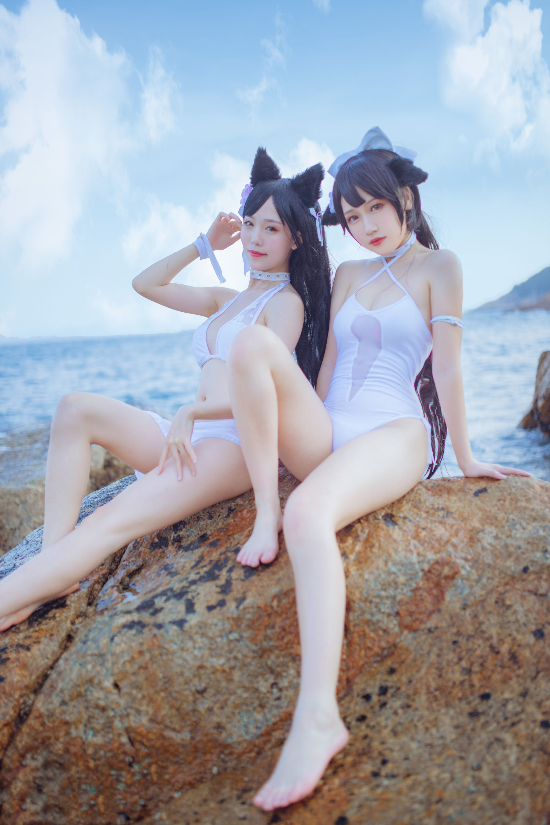 抖娘-利世图集 抖娘×不呆猫 獒犬海边泳装-图1