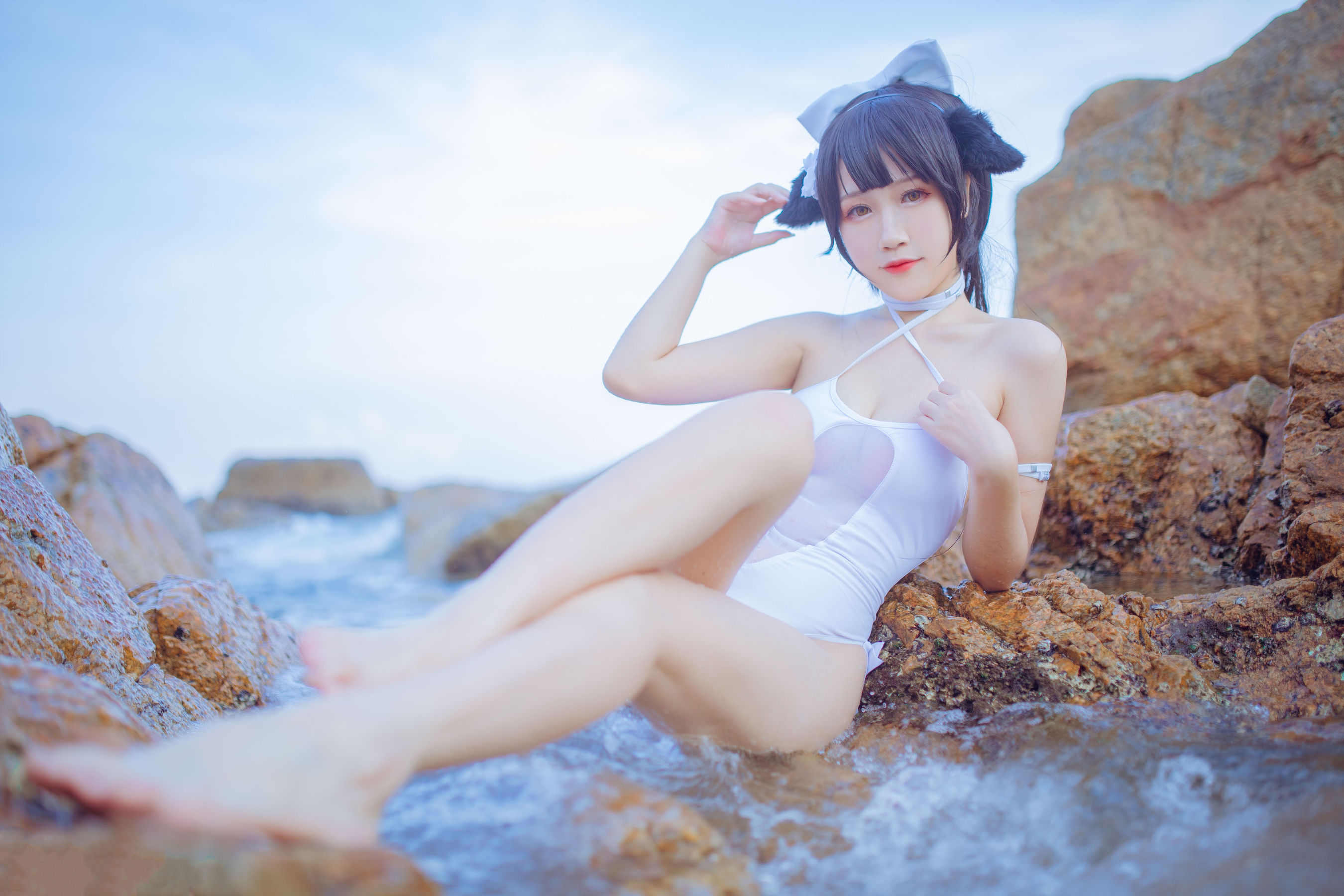 抖娘-利世图集 抖娘×不呆猫 獒犬海边泳装-图20