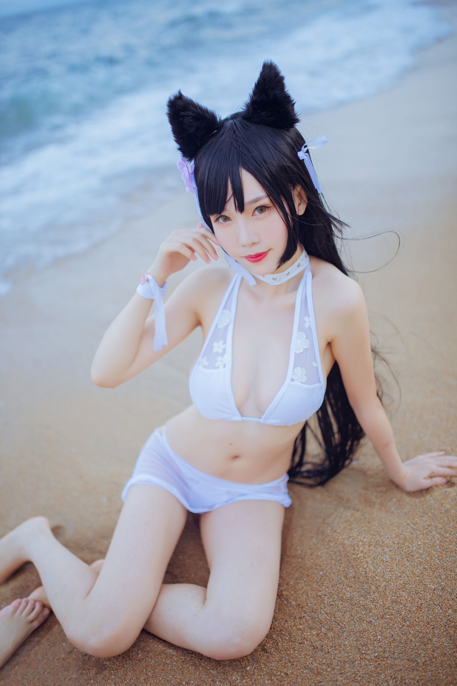 抖娘-利世图集 抖娘×不呆猫 獒犬海边泳装-图29