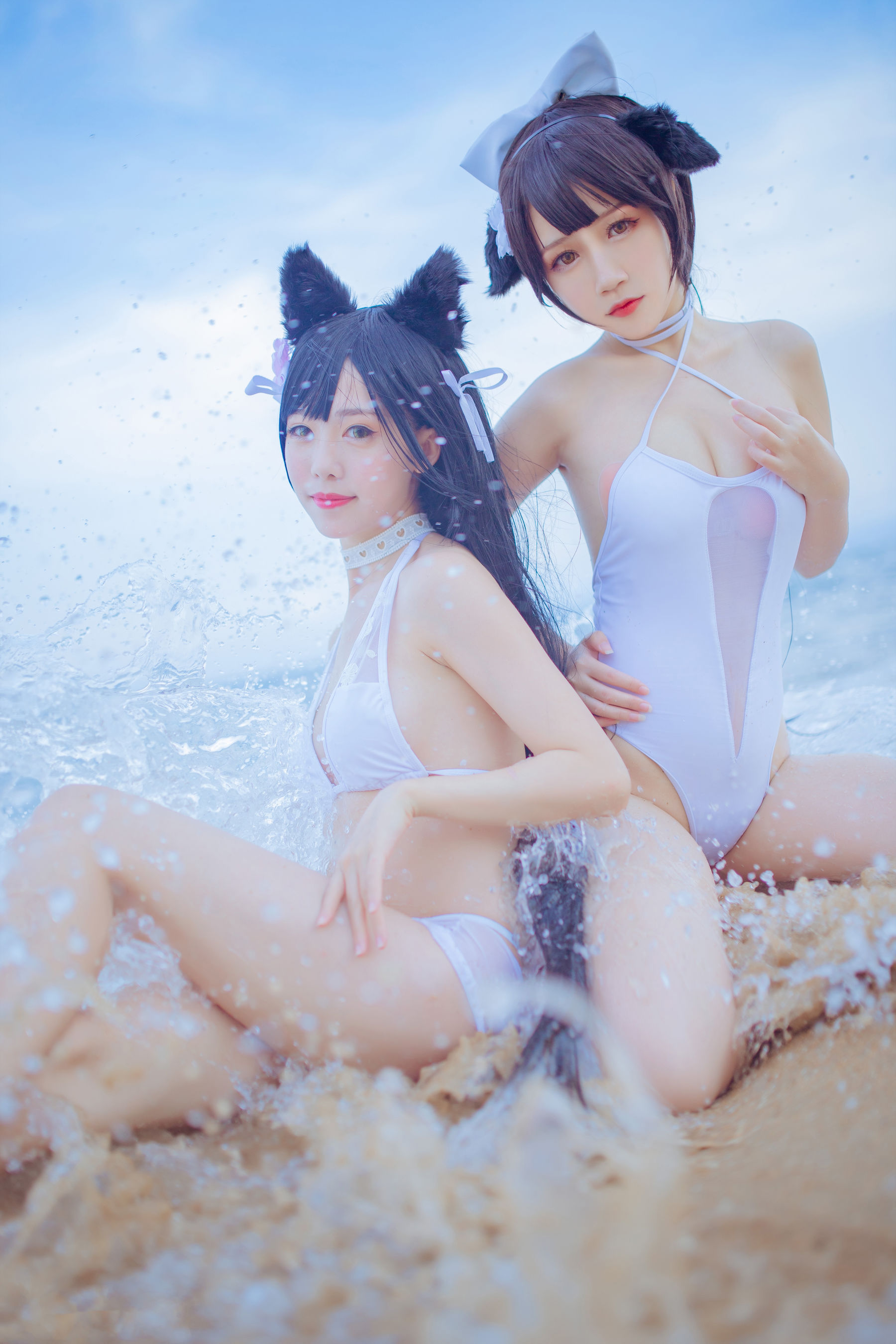 抖娘-利世图集 抖娘×不呆猫 獒犬海边泳装-图30