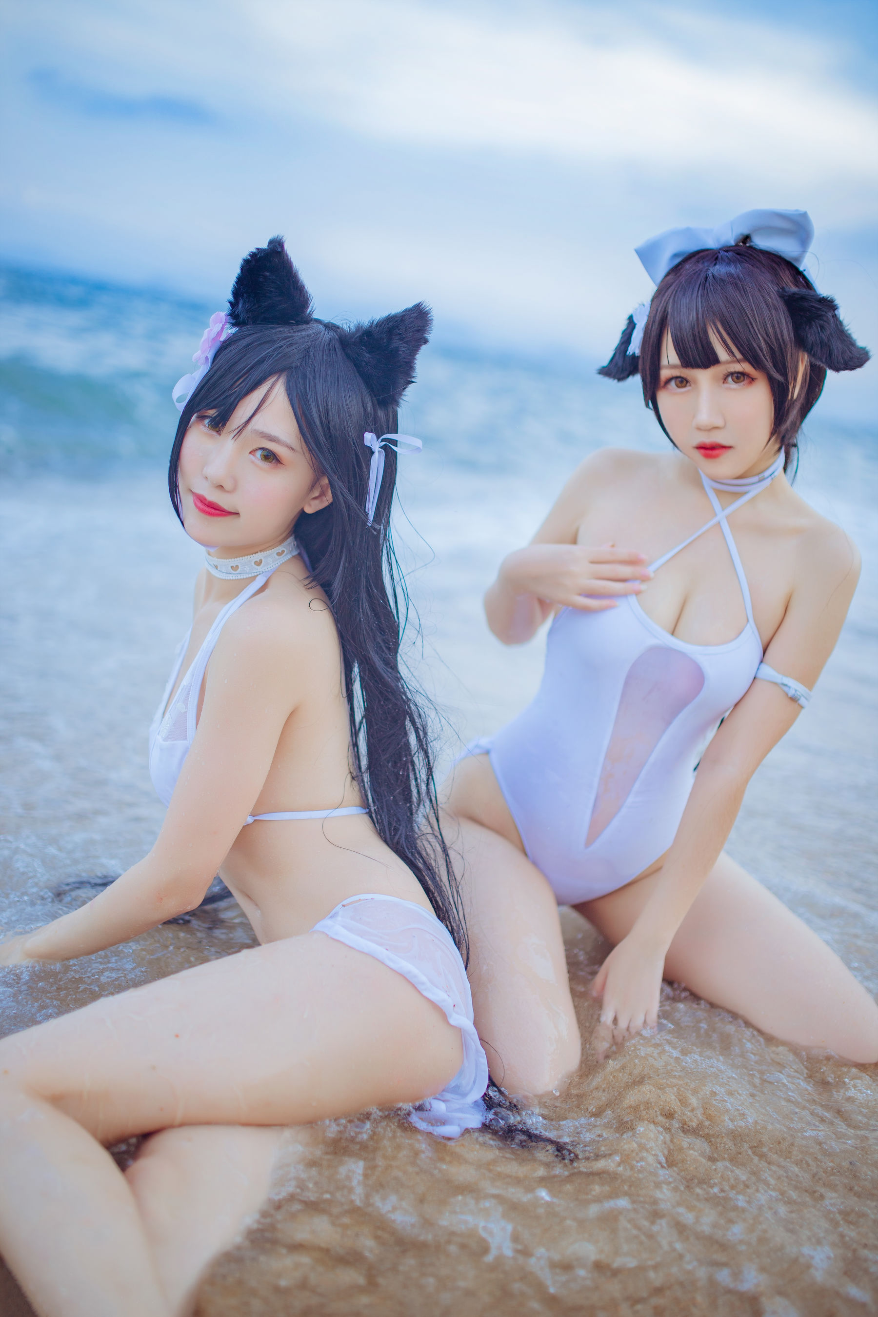 抖娘-利世图集 抖娘×不呆猫 獒犬海边泳装-图31
