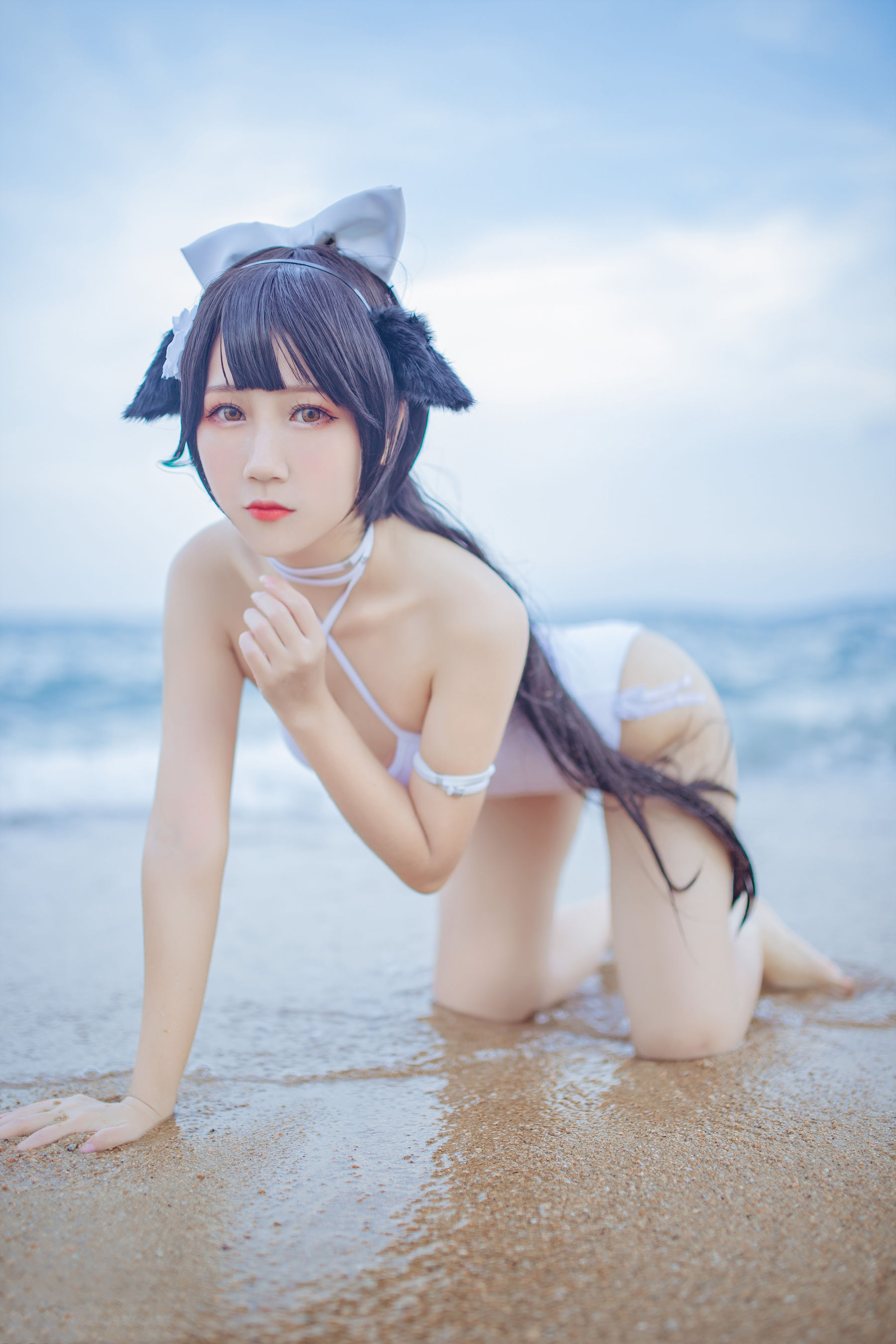 抖娘-利世图集 抖娘×不呆猫 獒犬海边泳装-图32