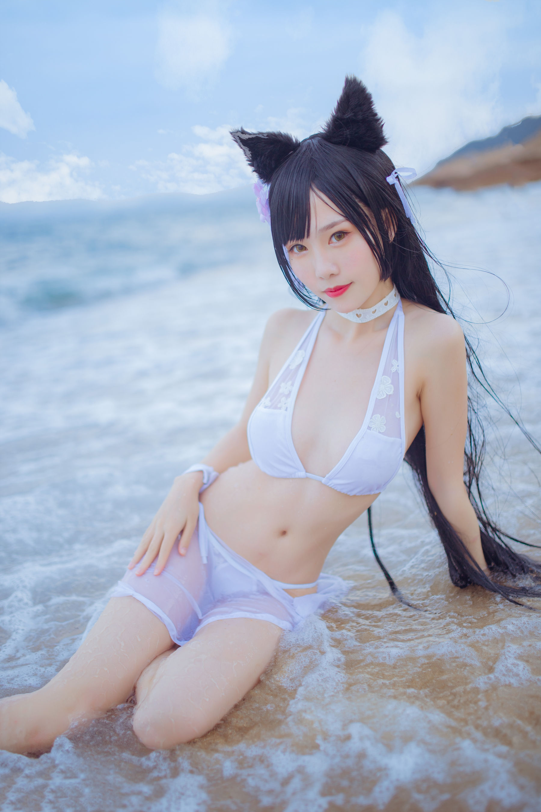 抖娘-利世图集 抖娘×不呆猫 獒犬海边泳装-图37