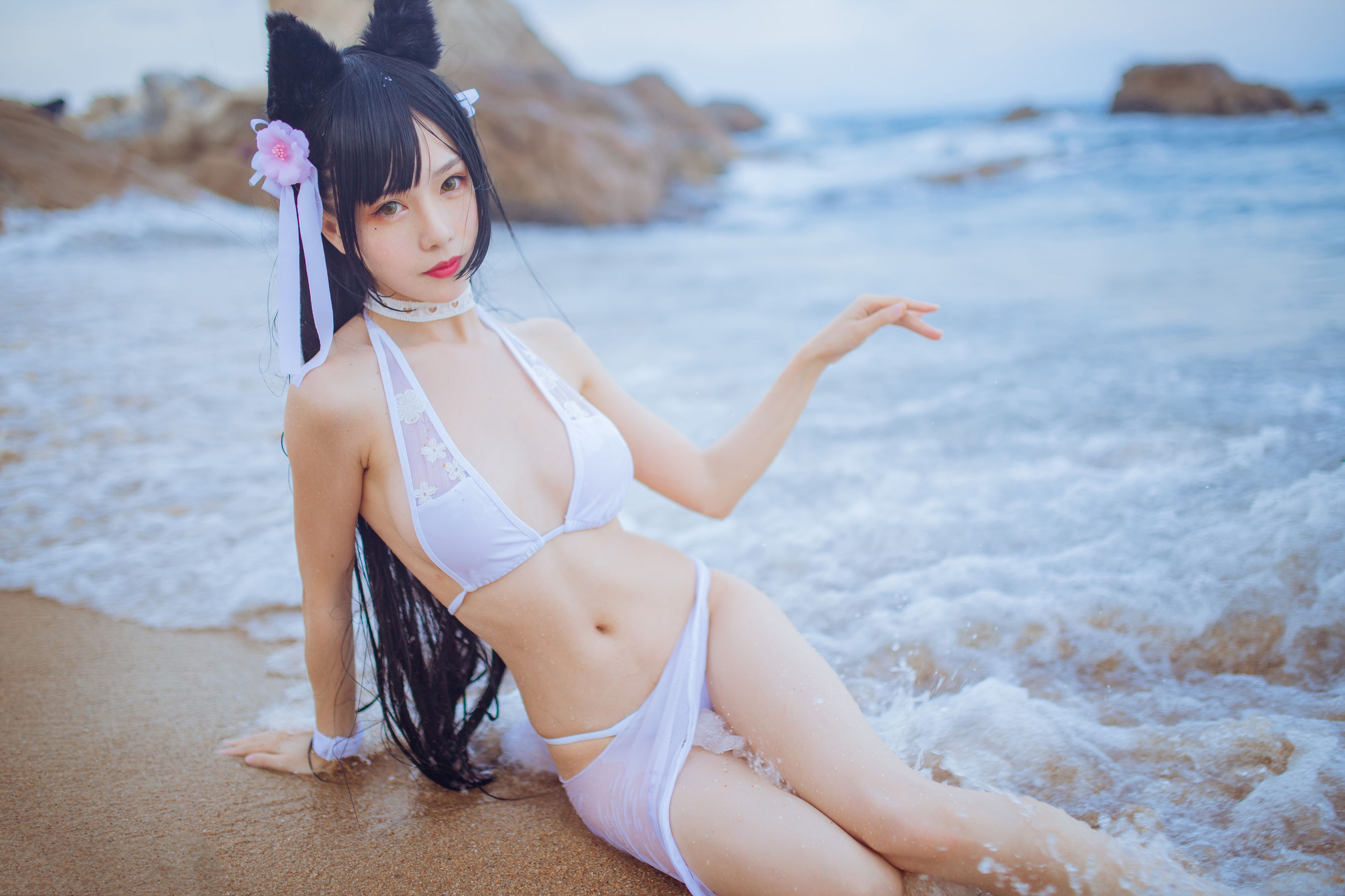 抖娘-利世图集 抖娘×不呆猫 獒犬海边泳装-图38