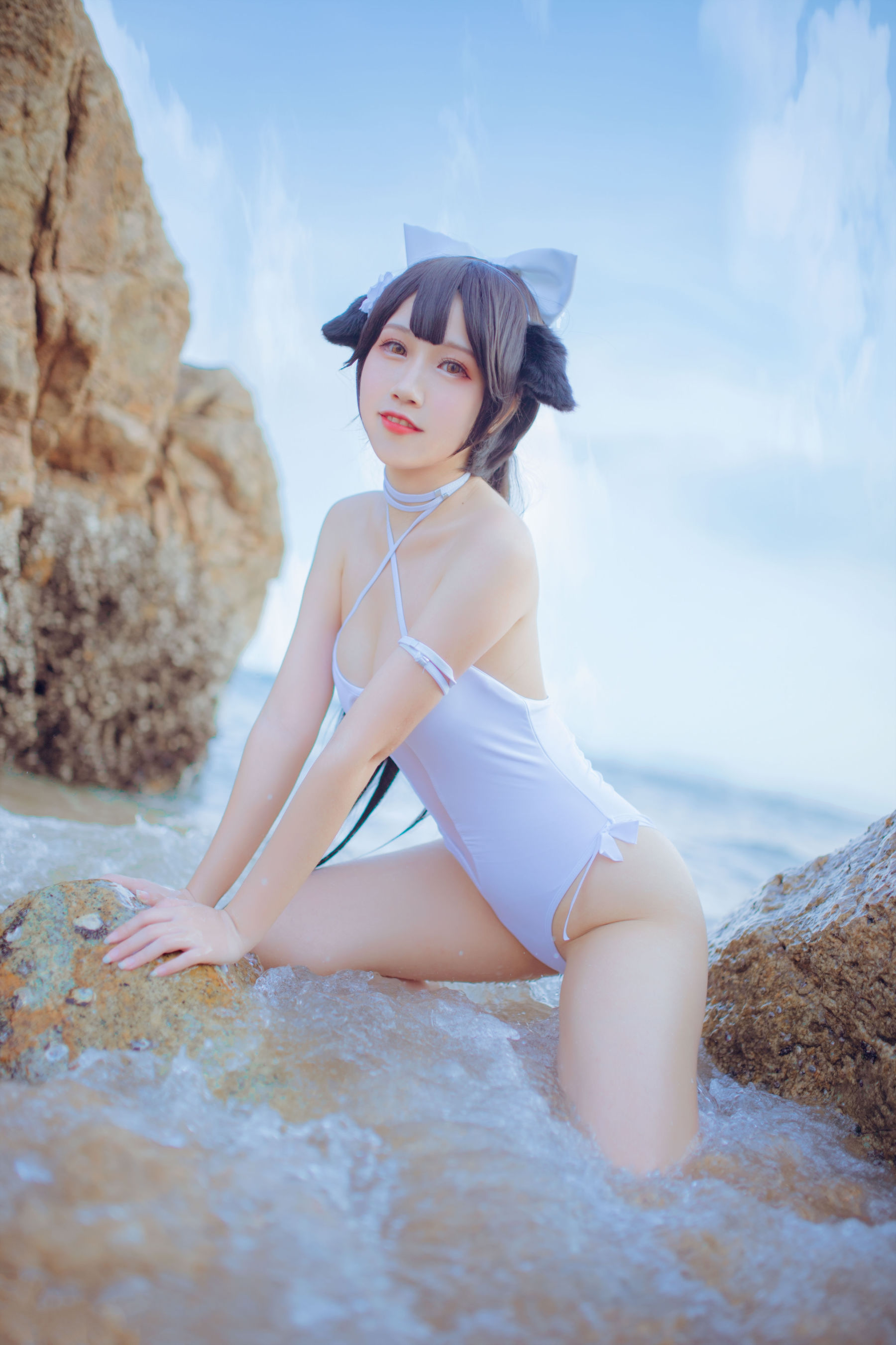 抖娘-利世图集 抖娘×不呆猫 獒犬海边泳装-图6