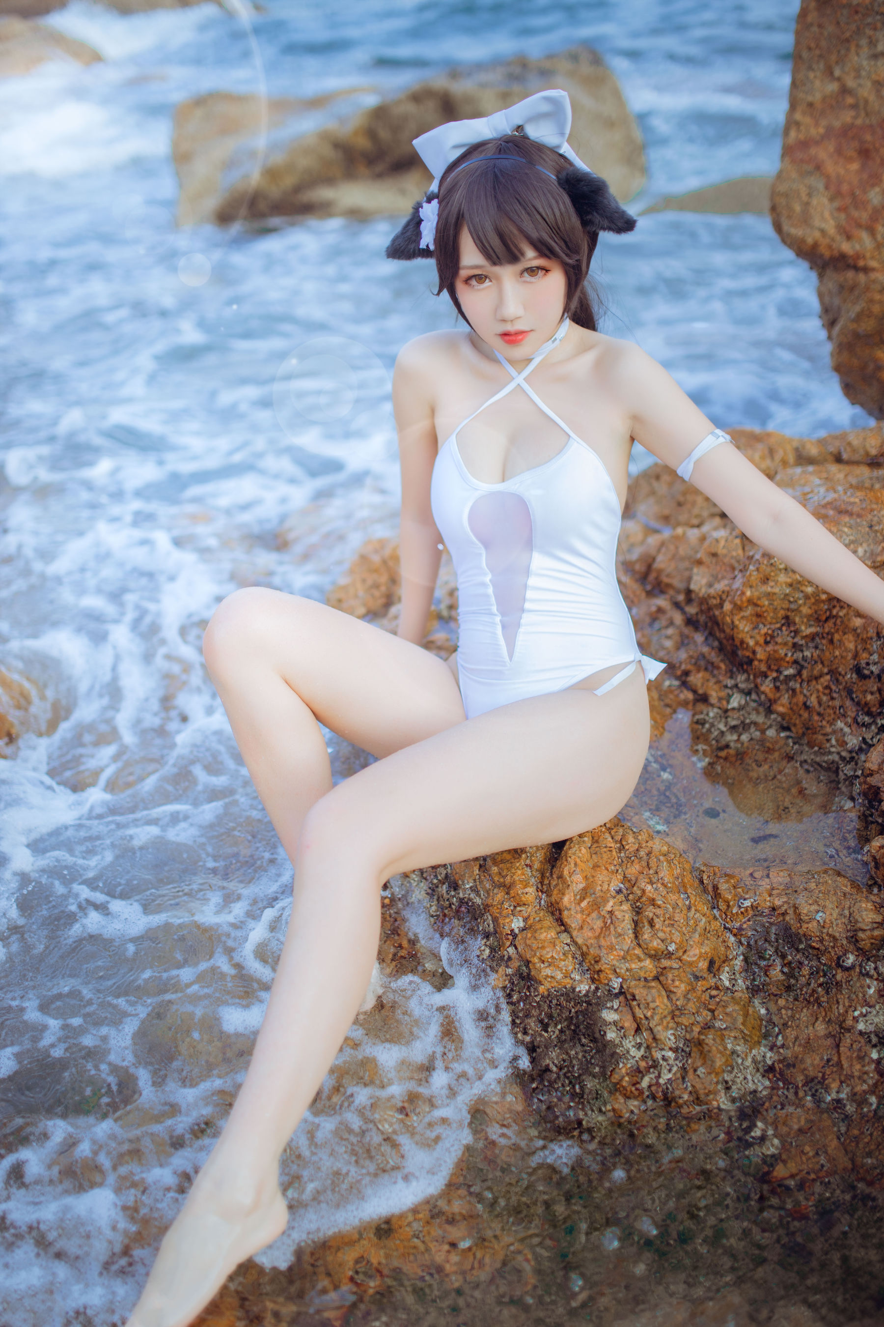 抖娘-利世图集 抖娘×不呆猫 獒犬海边泳装-图7