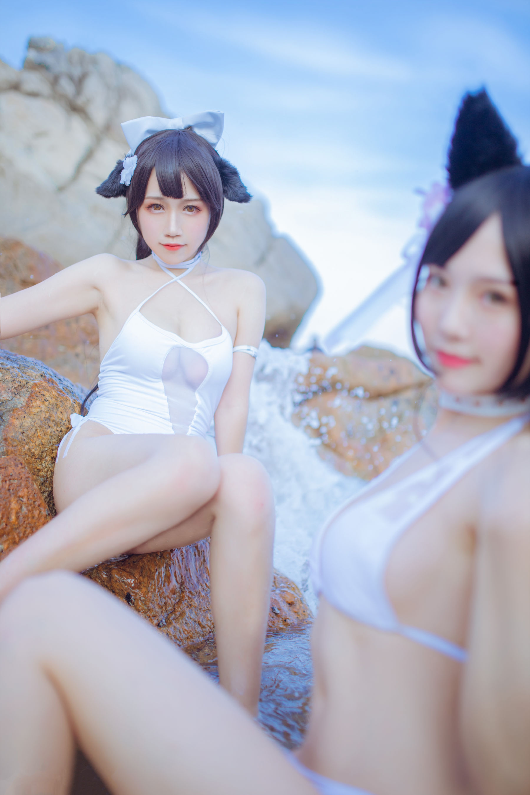 抖娘-利世图集 抖娘×不呆猫 獒犬海边泳装-图8