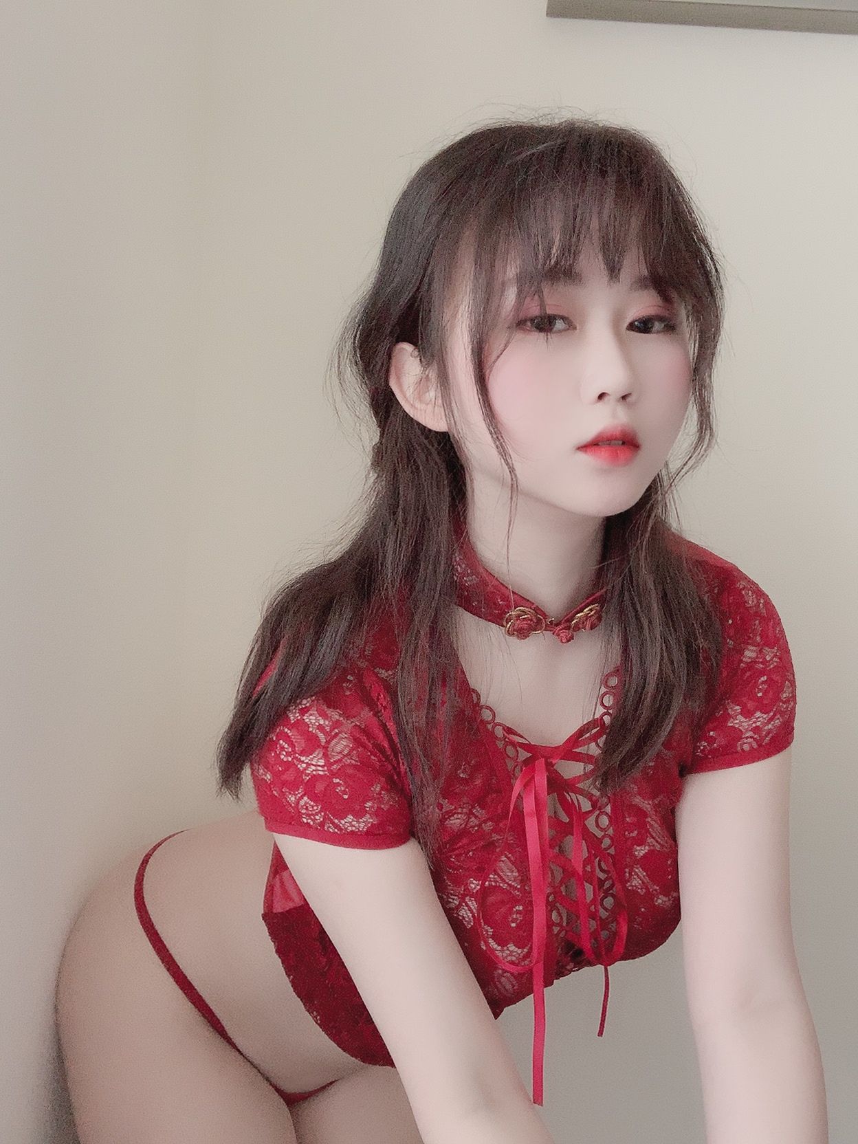 蜜桃少女是依酱呀 红色旗袍-图13