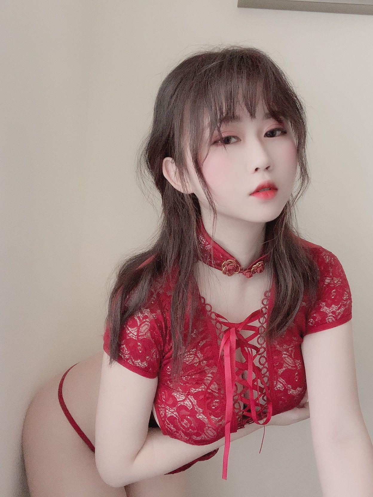蜜桃少女是依酱呀 红色旗袍-图14