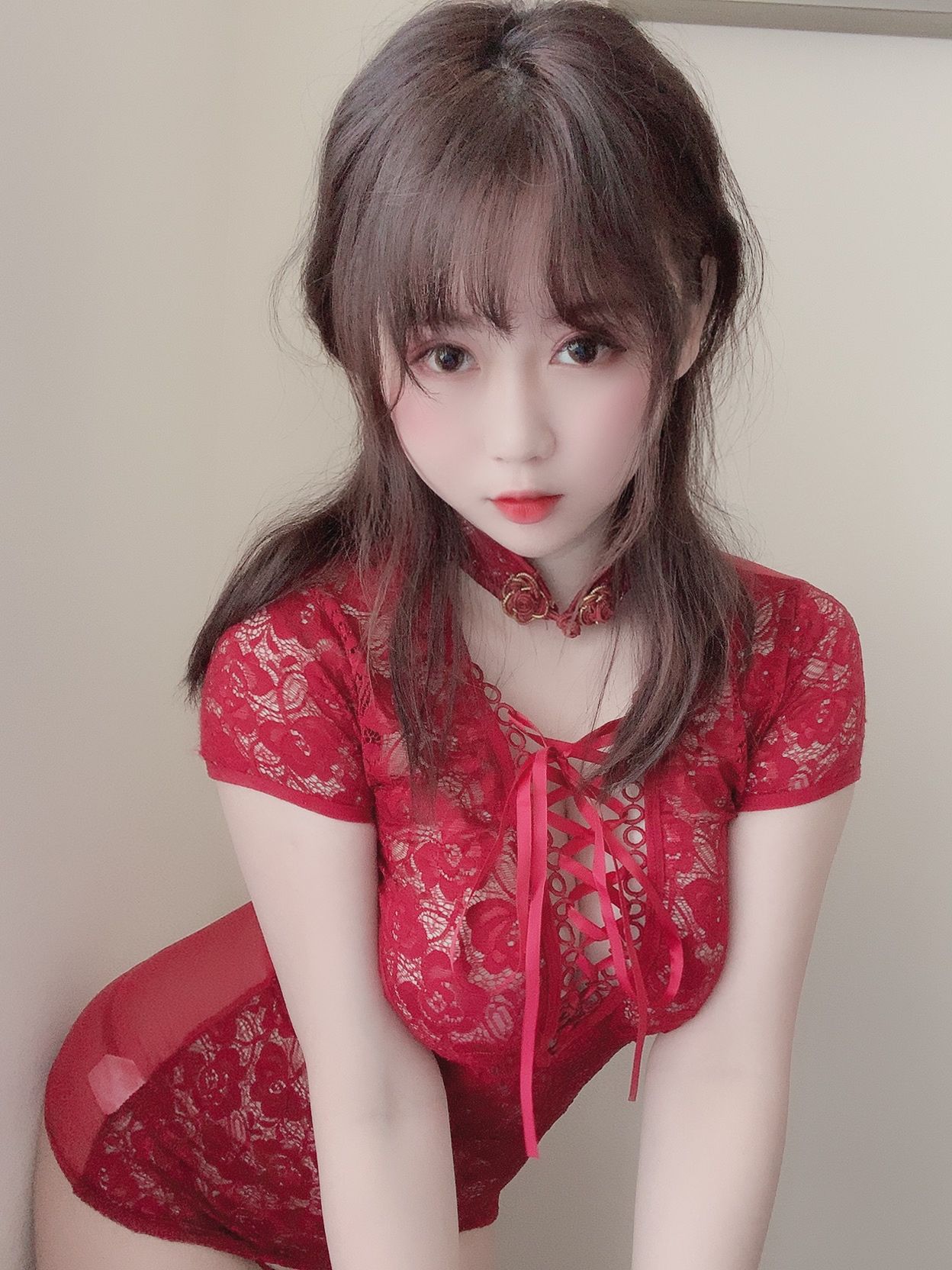 蜜桃少女是依酱呀 红色旗袍-图5