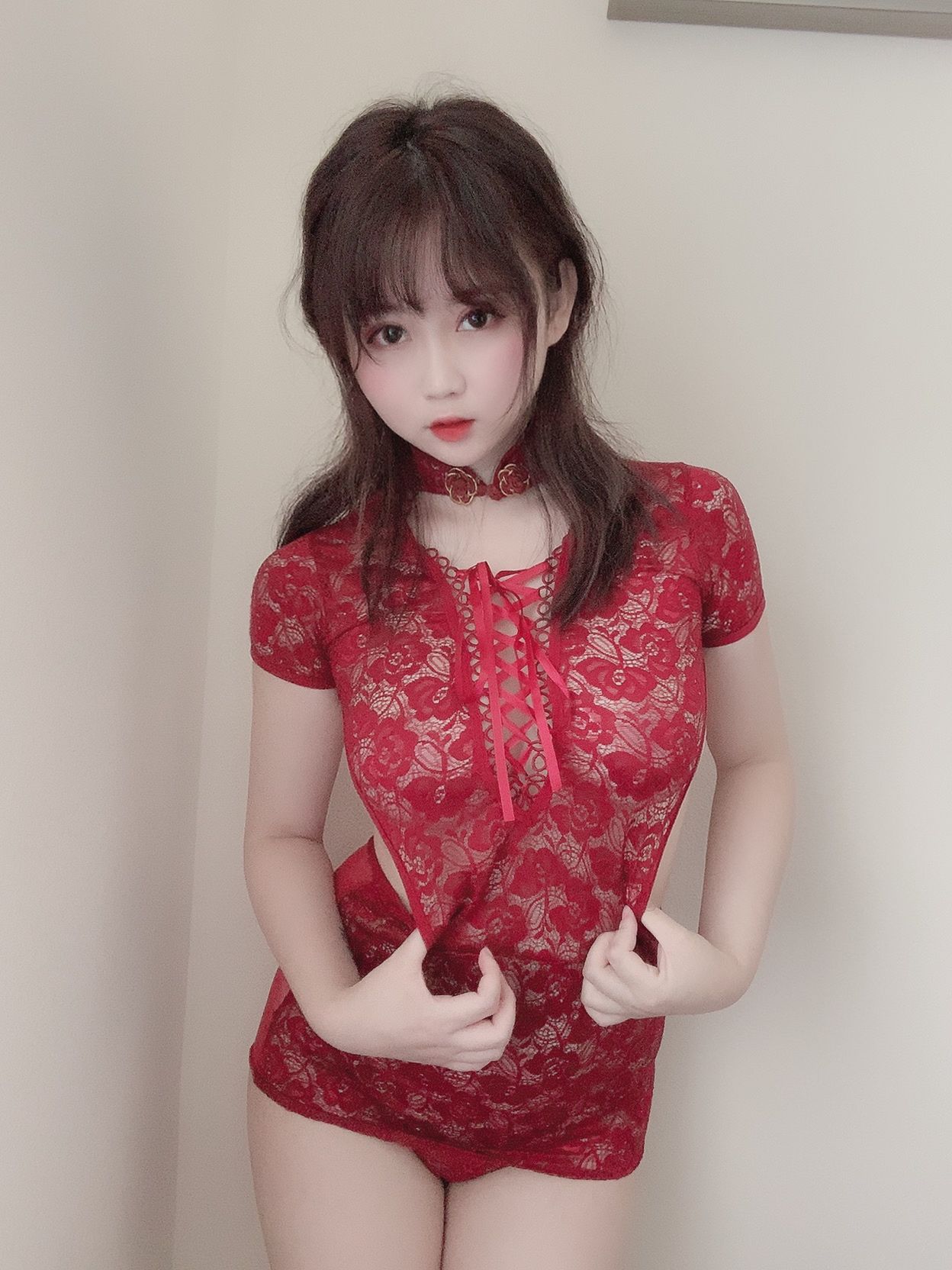 蜜桃少女是依酱呀 红色旗袍-图6