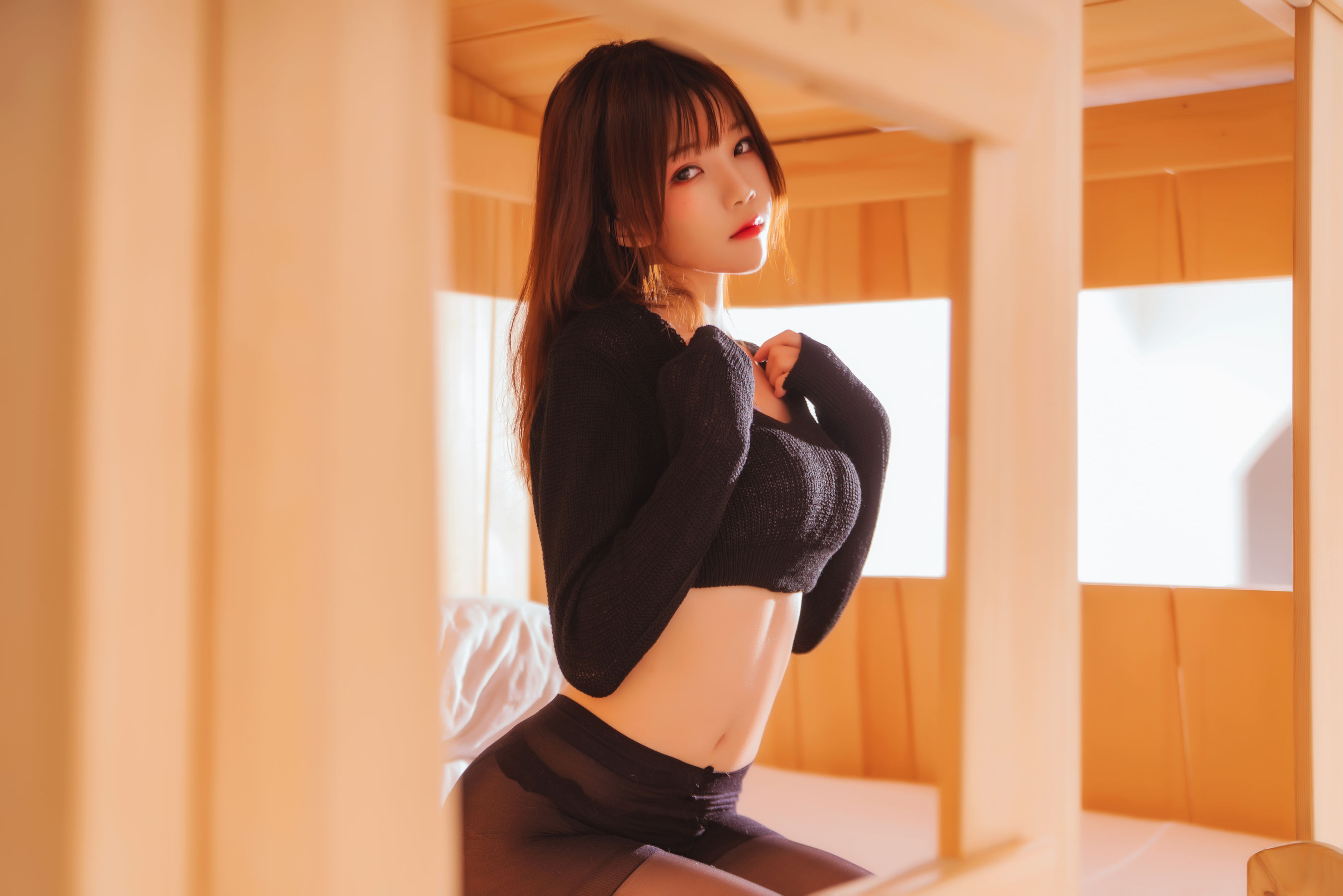 桜桃喵 黑&白 之 性感黑-图9
