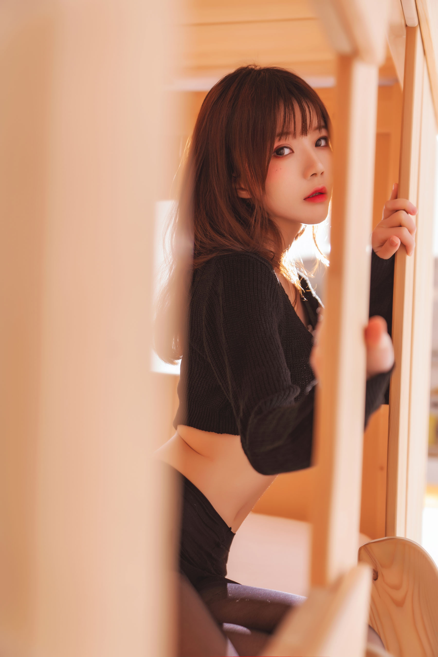 桜桃喵 黑&白 之 性感黑-图3