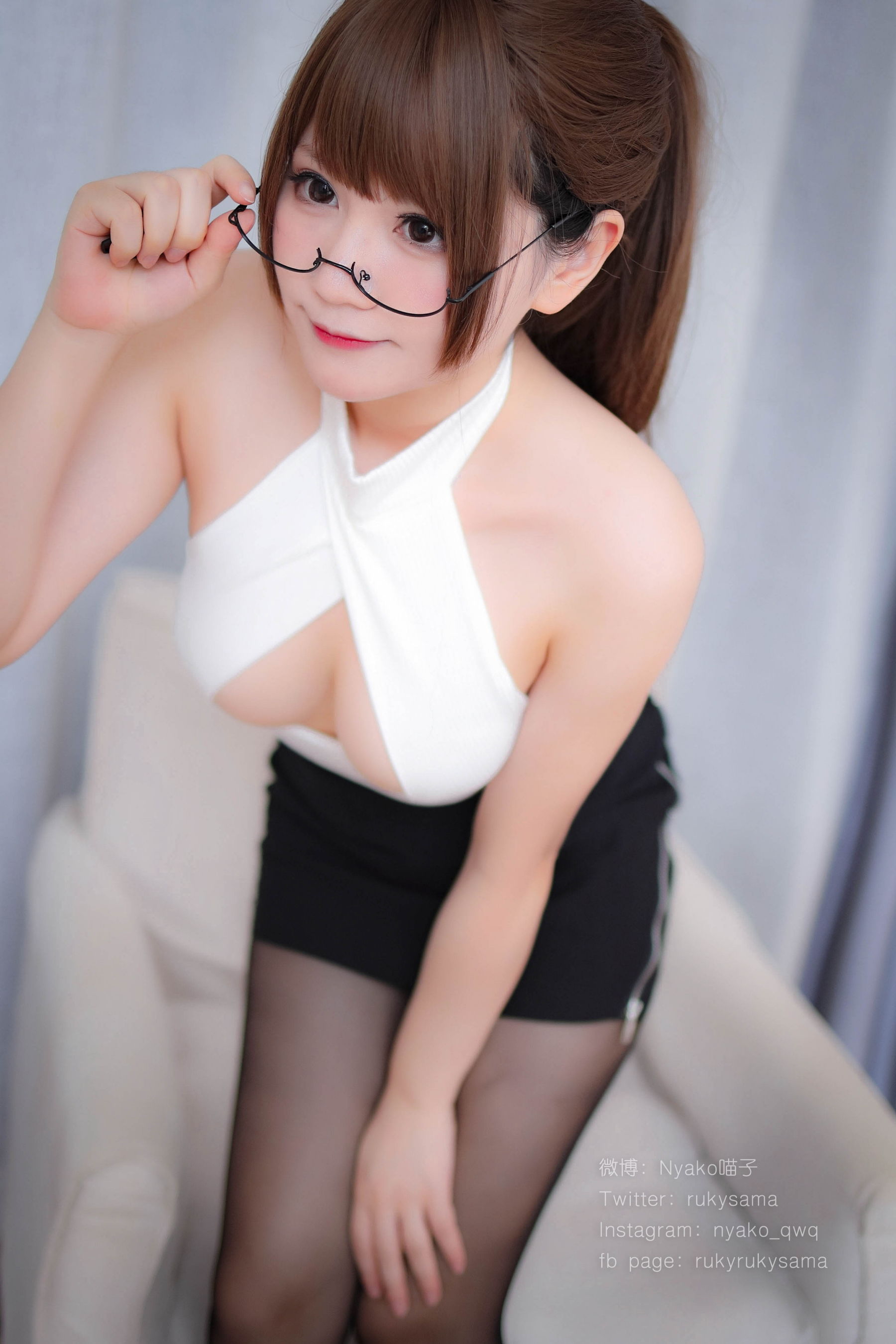 萌妹子Nyako喵子 黑丝制服眼镜娘-图10