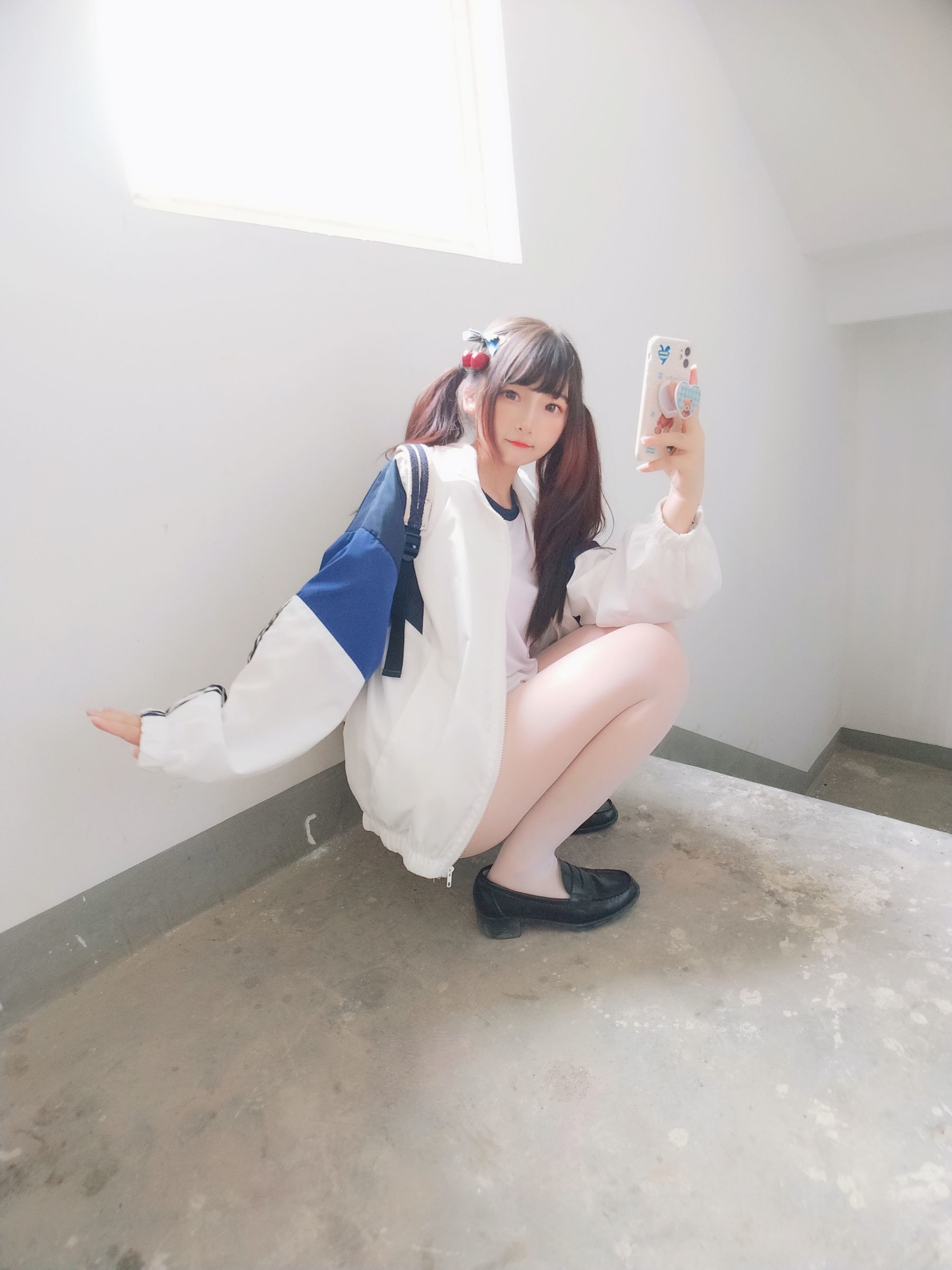 二次元美女古川kagura - 白丝体操运动服-图1