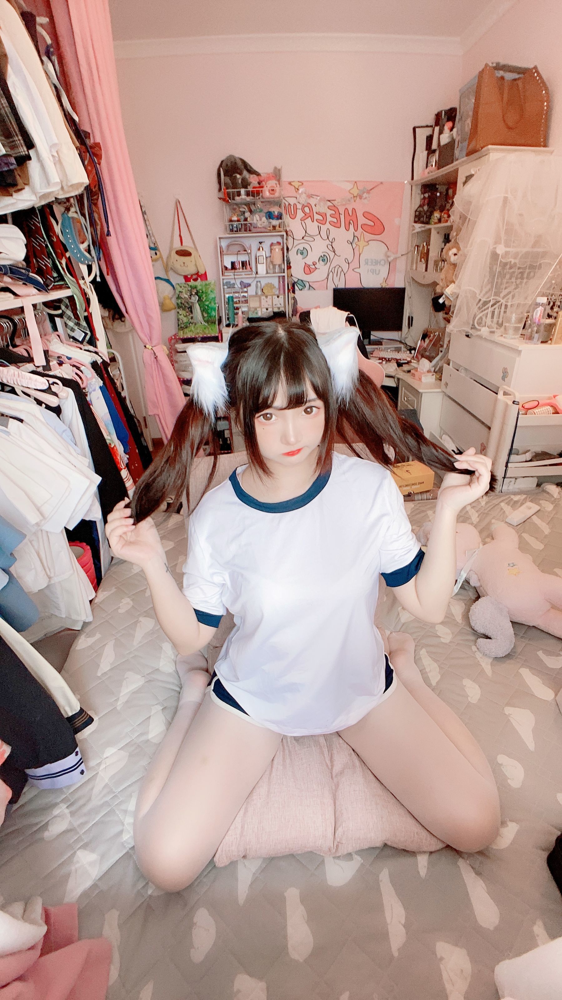 二次元美女古川kagura - 白丝体操运动服-图27