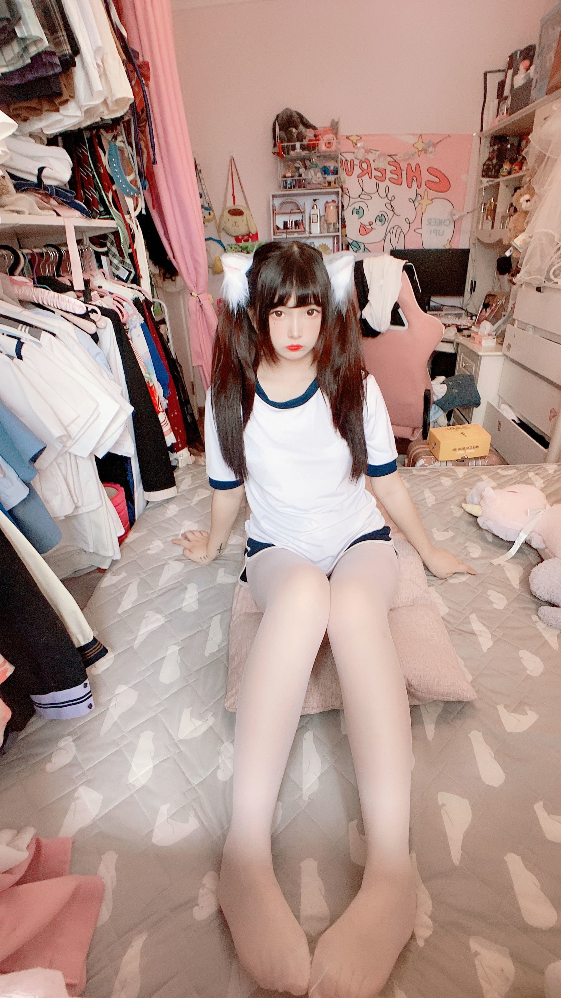 二次元美女古川kagura - 白丝体操运动服-图29