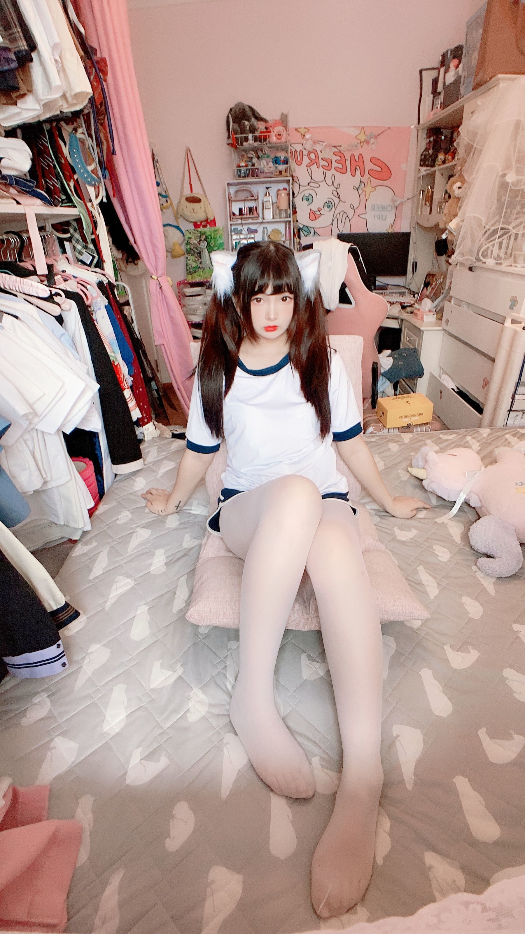 二次元美女古川kagura - 白丝体操运动服-图30