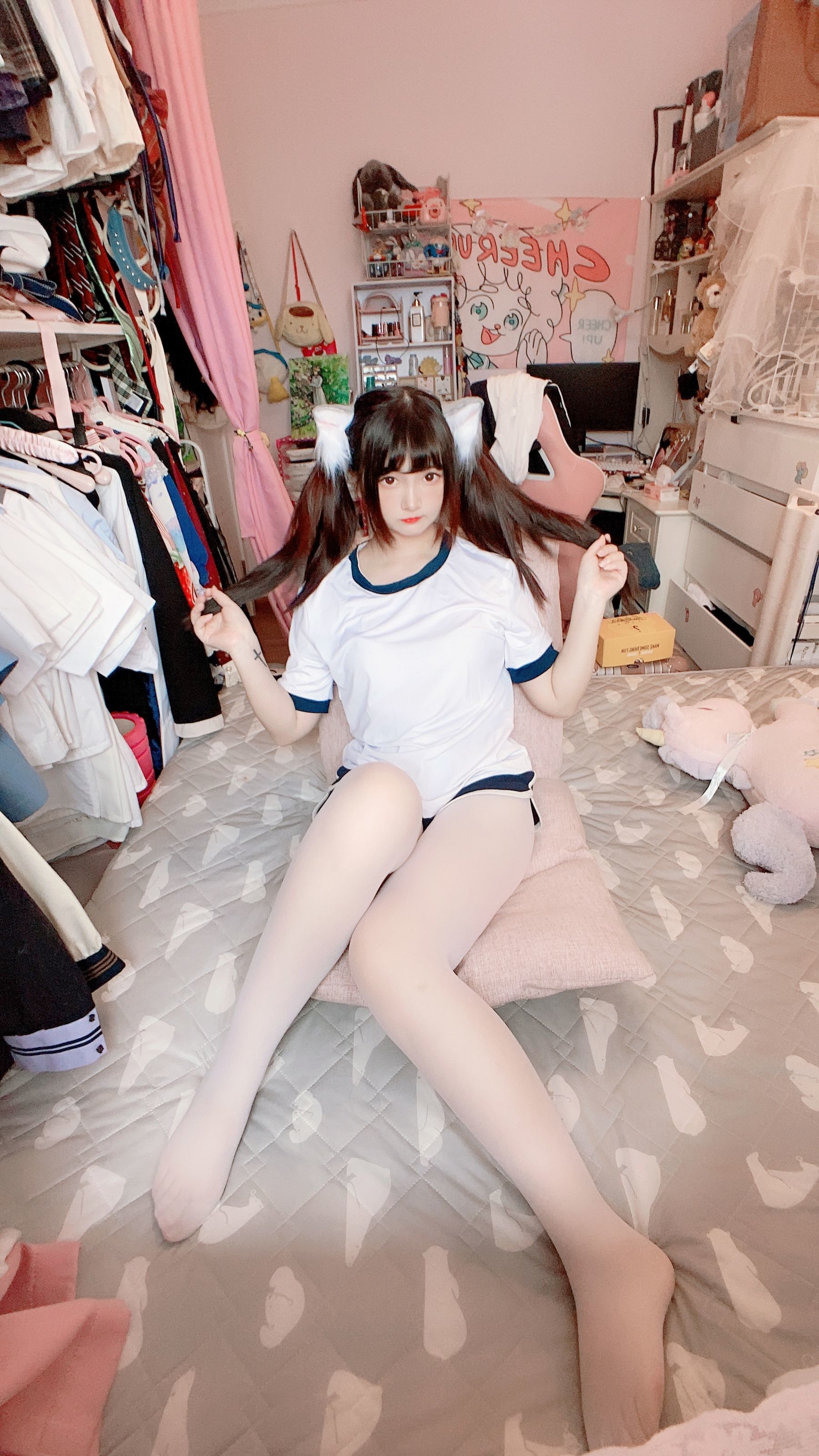 二次元美女古川kagura - 白丝体操运动服-图31