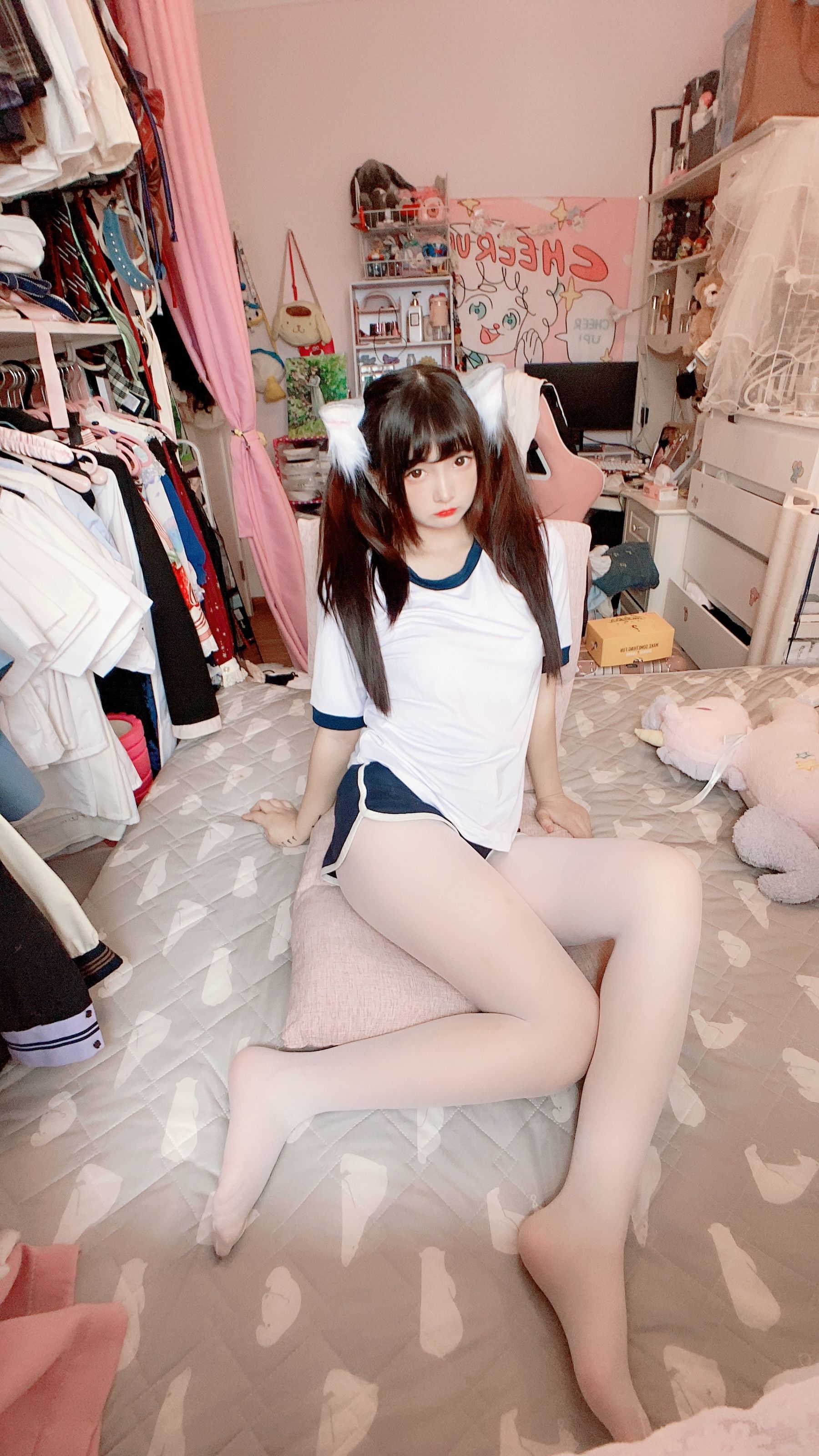 二次元美女古川kagura - 白丝体操运动服-图32
