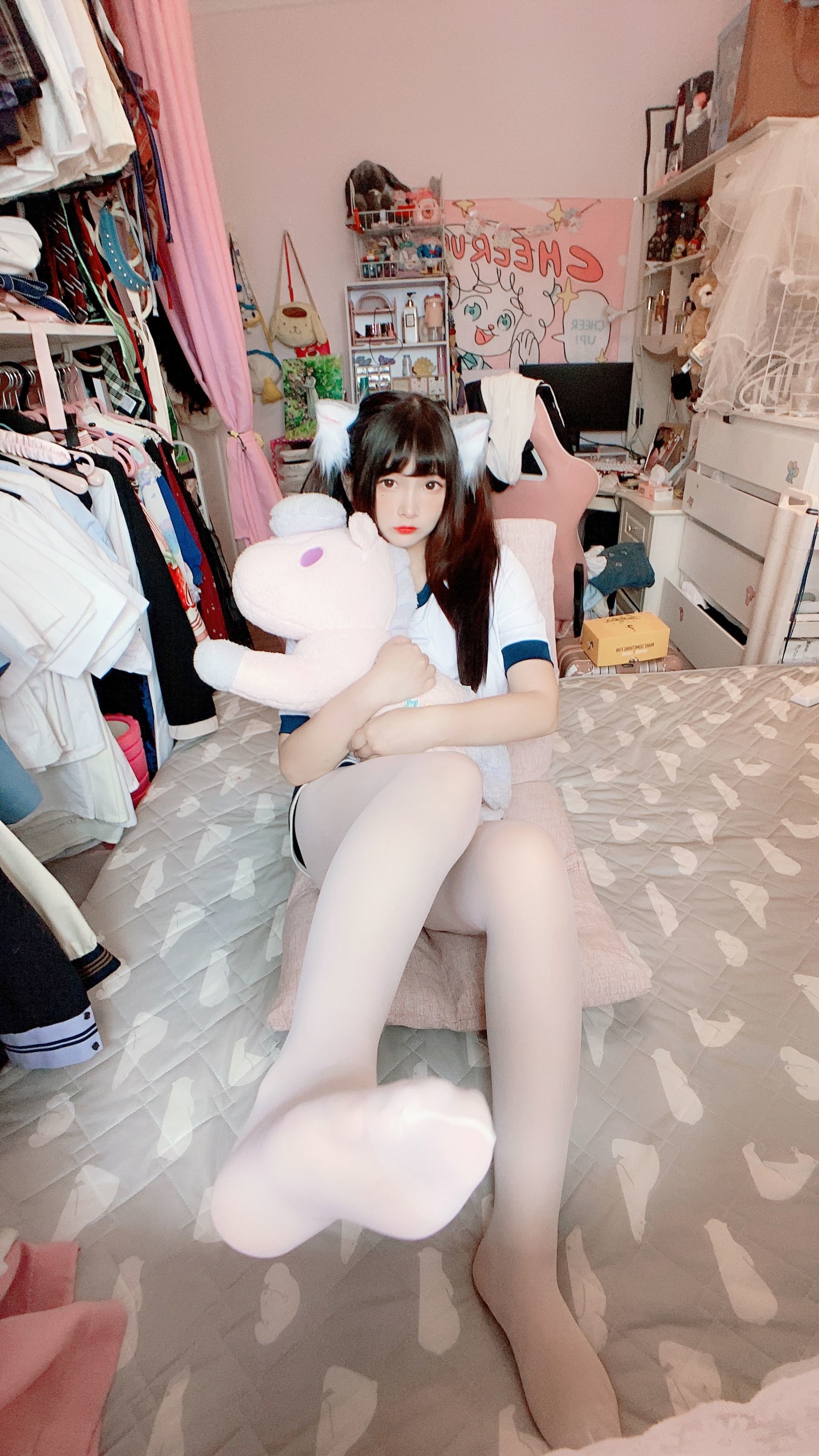 二次元美女古川kagura - 白丝体操运动服-图33