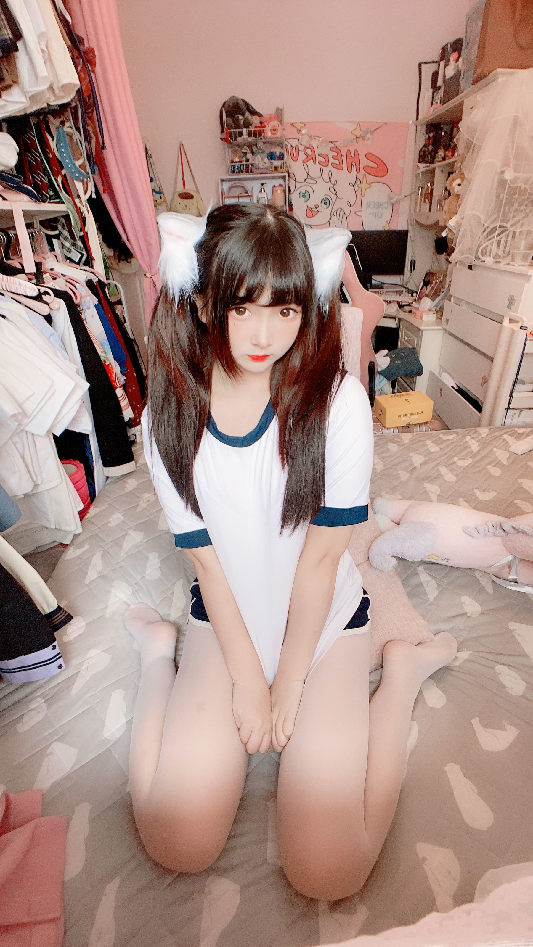二次元美女古川kagura - 白丝体操运动服-图34