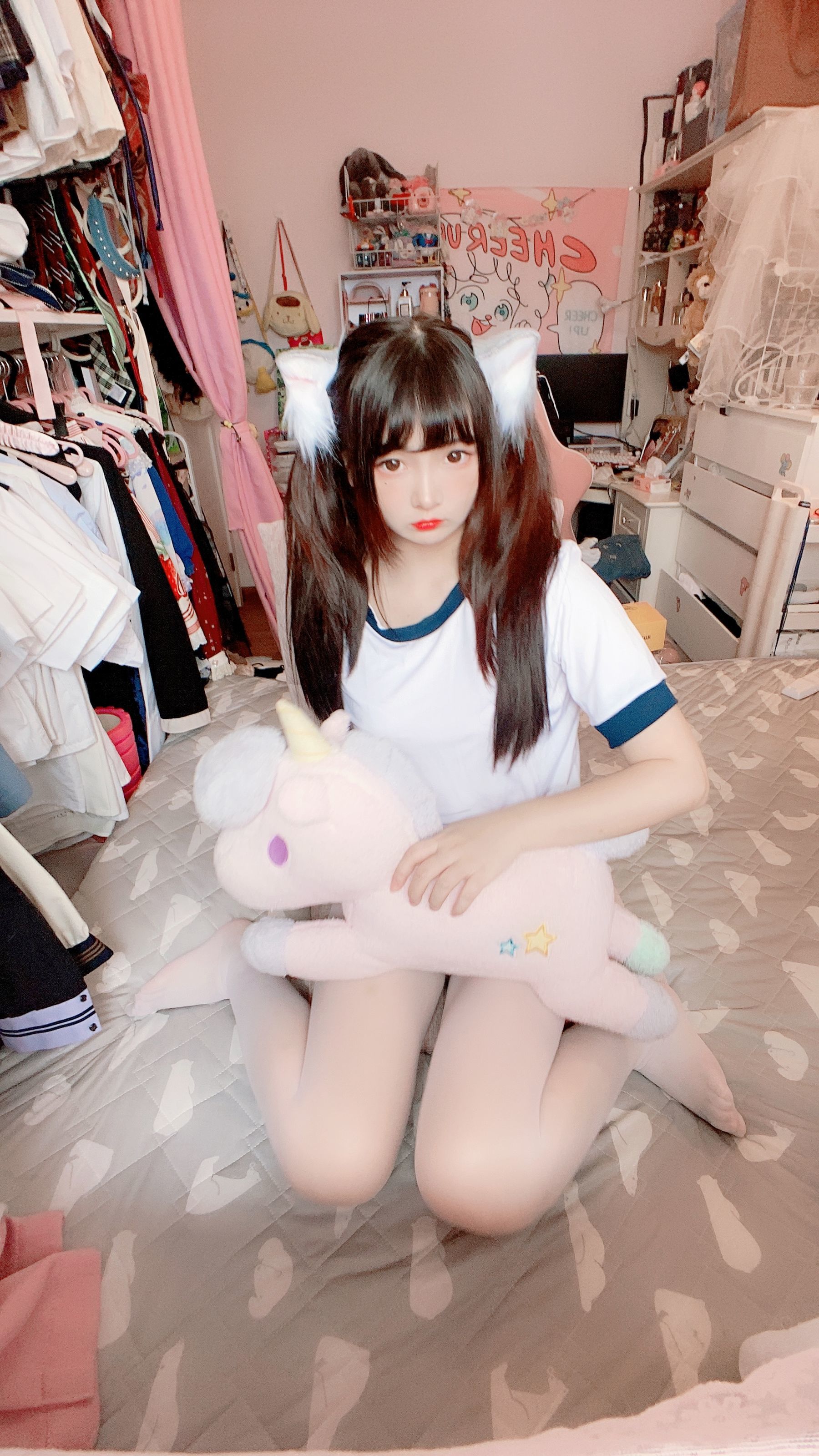 二次元美女古川kagura - 白丝体操运动服-图35