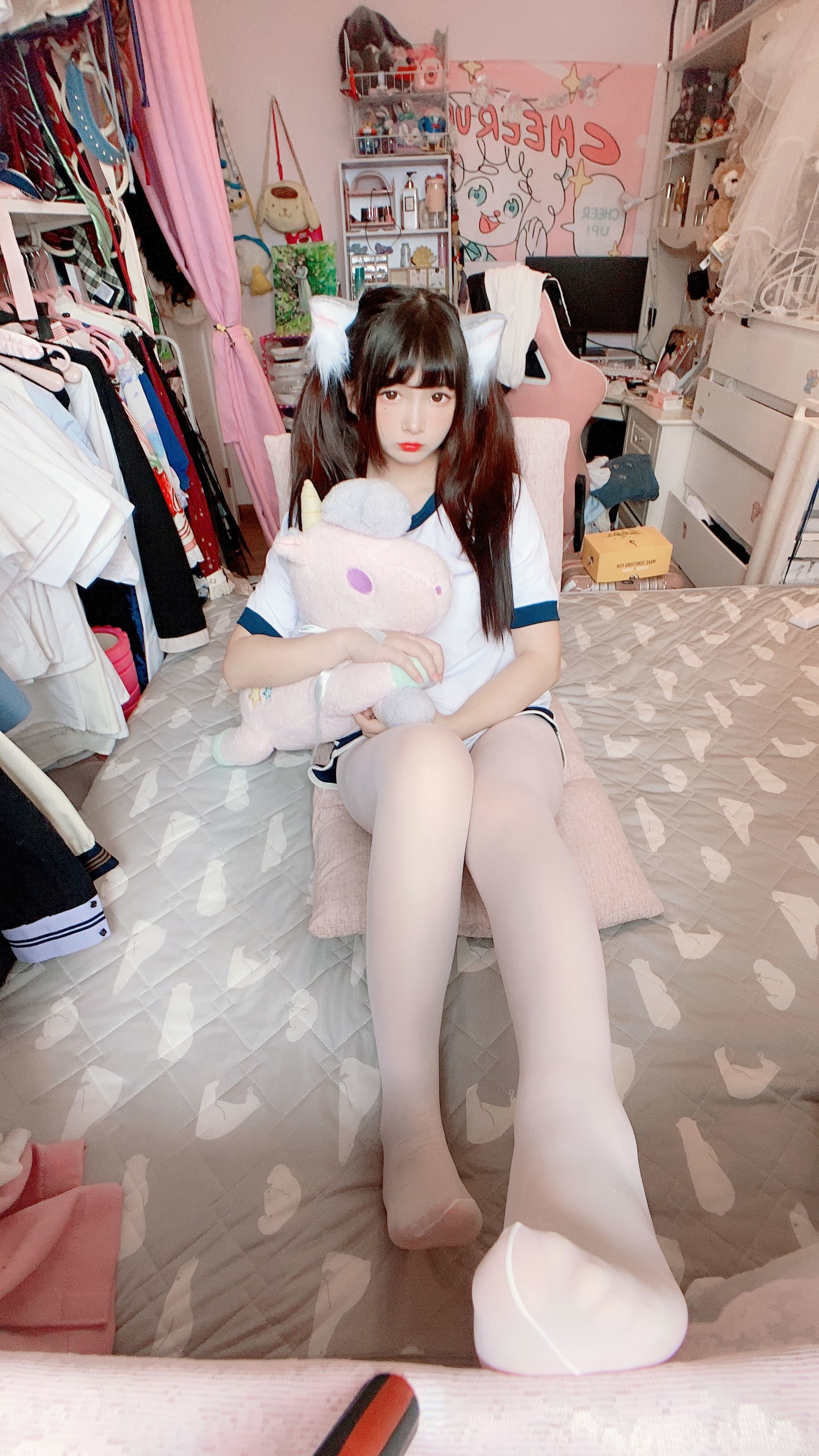 二次元美女古川kagura - 白丝体操运动服-图36