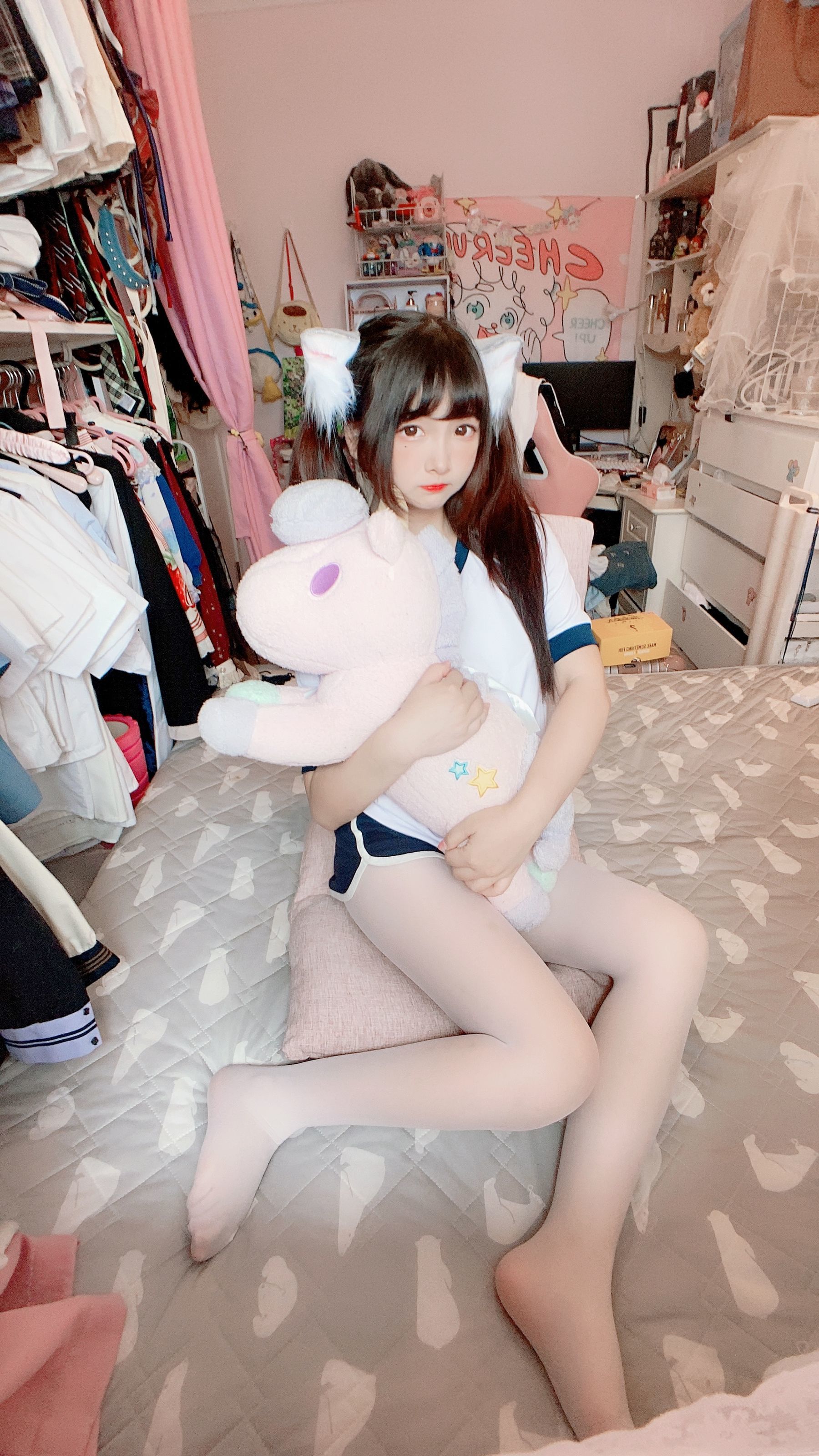 二次元美女古川kagura - 白丝体操运动服-图37