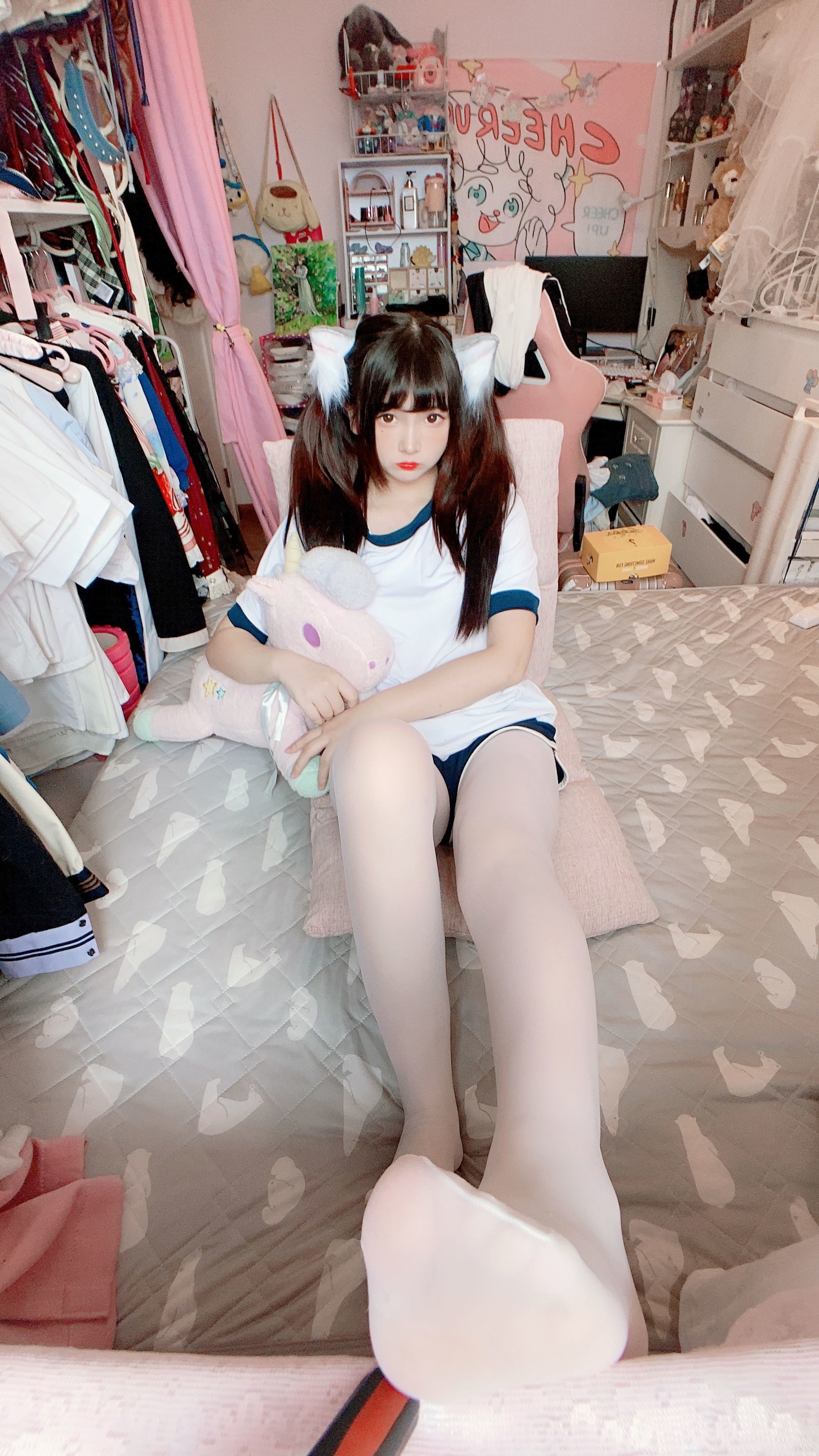 二次元美女古川kagura - 白丝体操运动服-图38