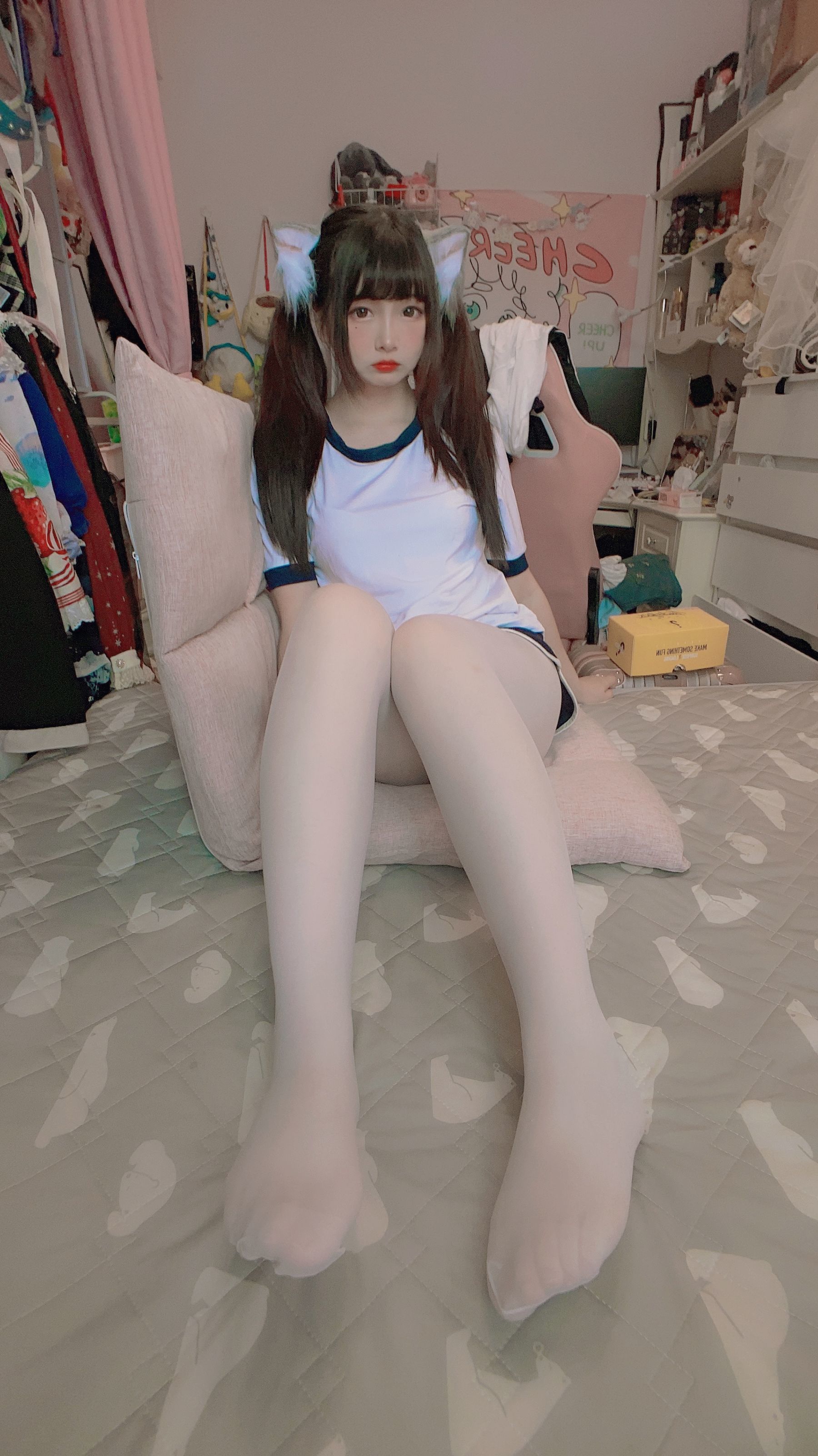 二次元美女古川kagura - 白丝体操运动服-图41