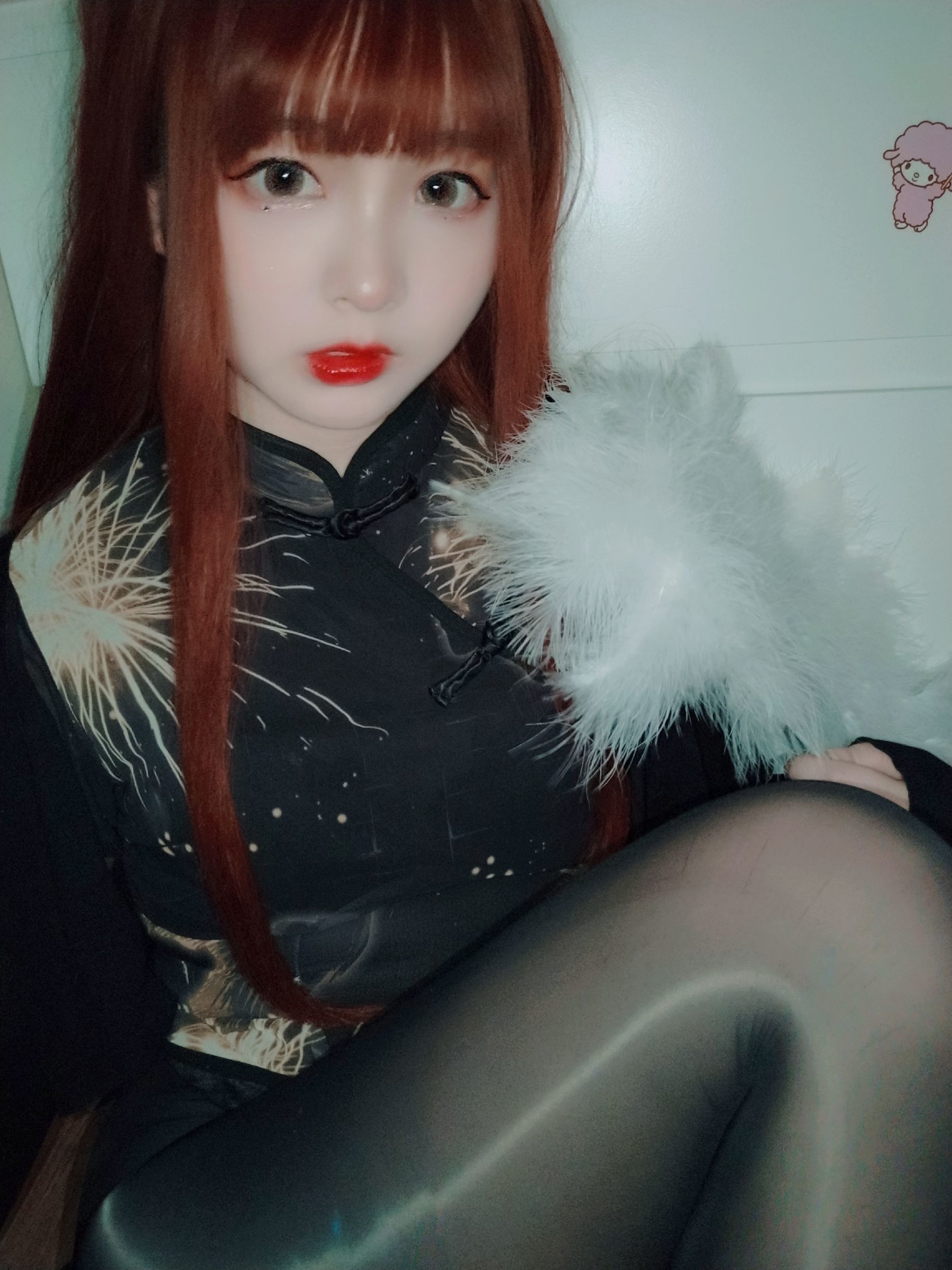 二次元美女古川kagura - 亮丝黑旗袍-图25