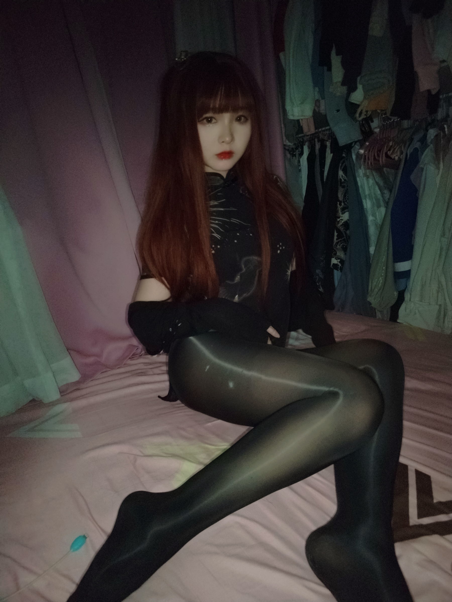 二次元美女古川kagura - 亮丝黑旗袍-图40