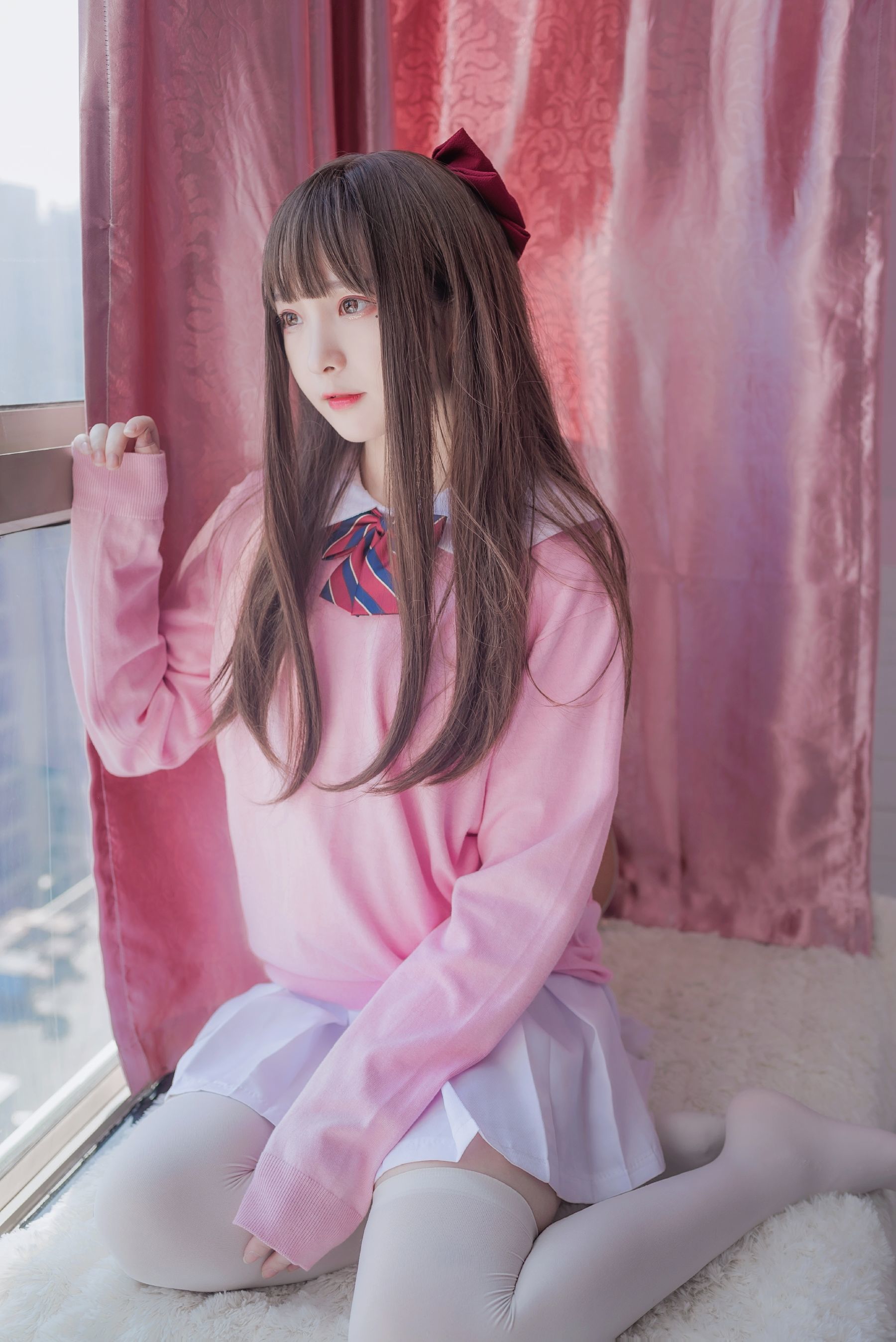 二次元美女古川kagura - 粉色JK-图11
