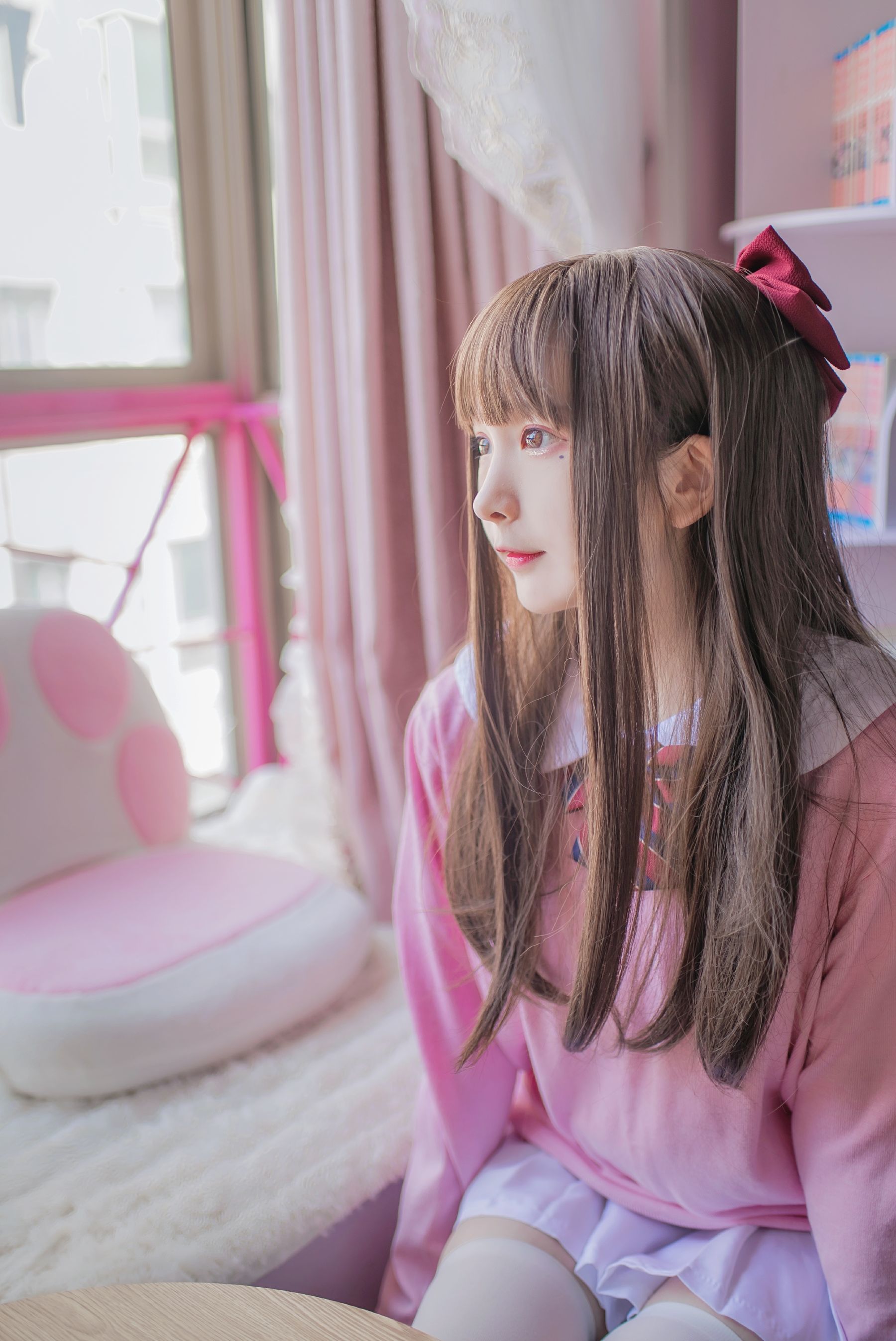二次元美女古川kagura - 粉色JK-图14