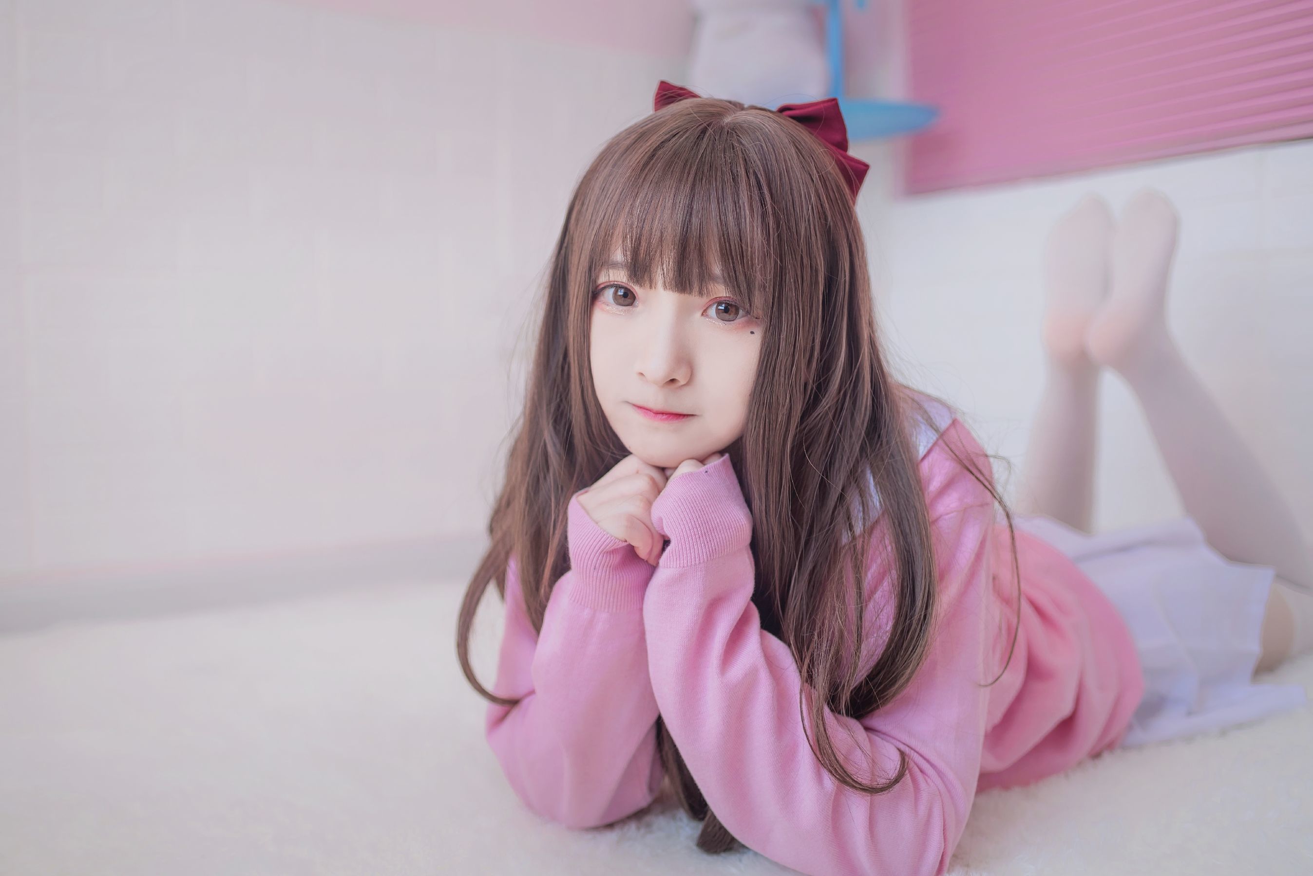 二次元美女古川kagura - 粉色JK-图15