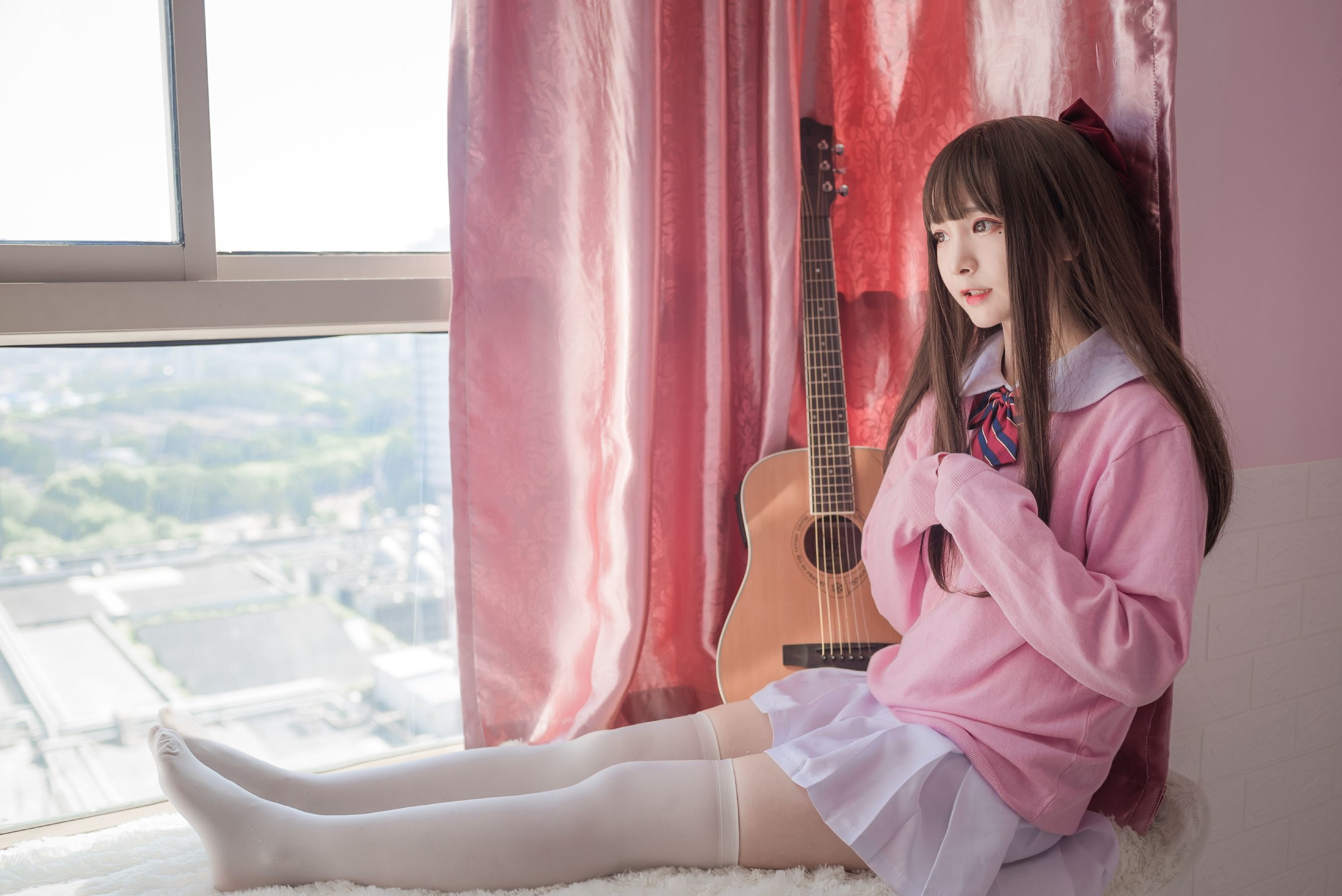 二次元美女古川kagura - 粉色JK-图2