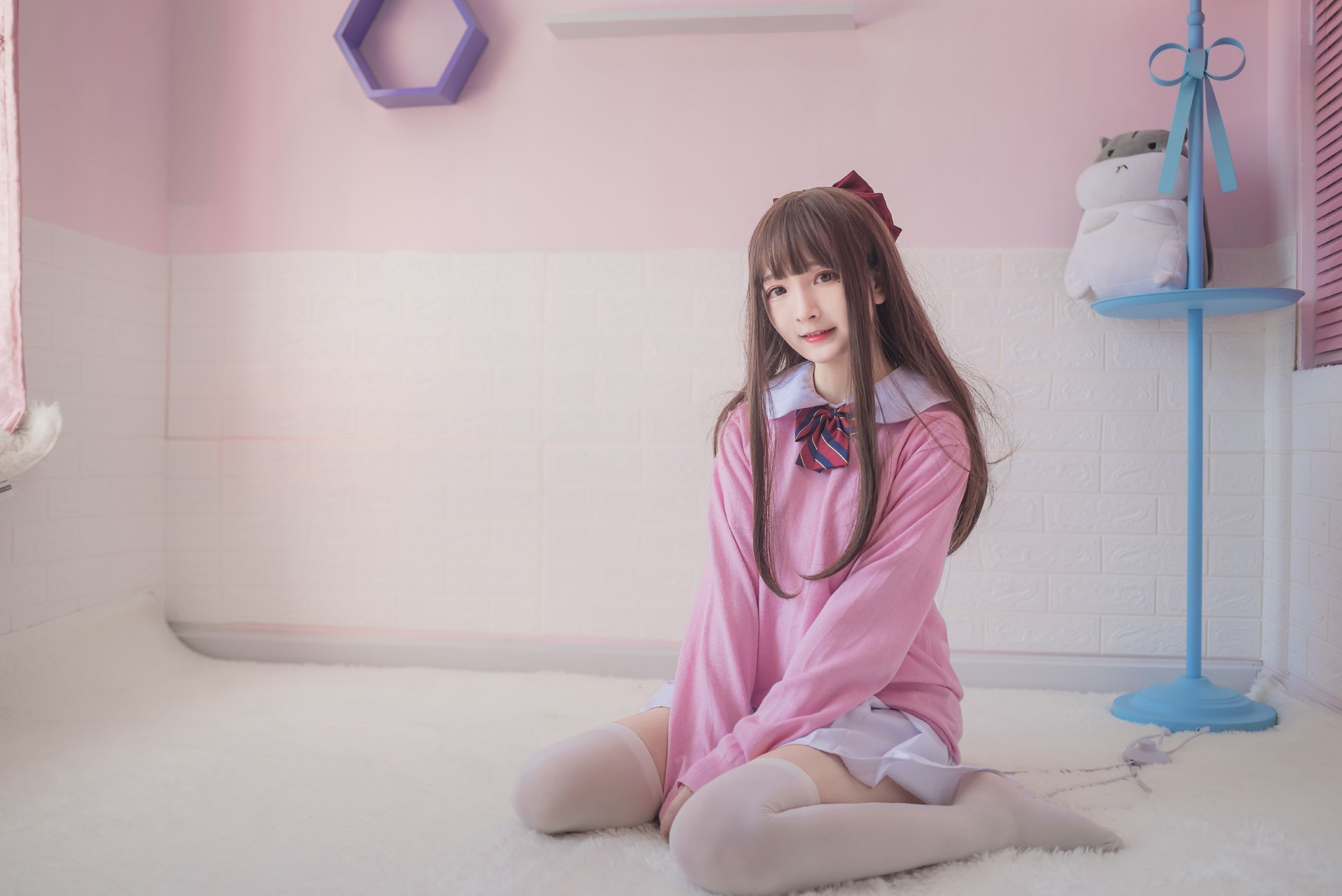 二次元美女古川kagura - 粉色JK-图4