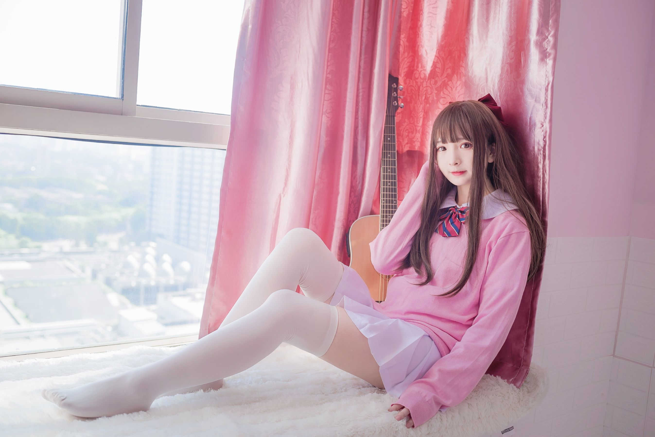二次元美女古川kagura - 粉色JK-图8