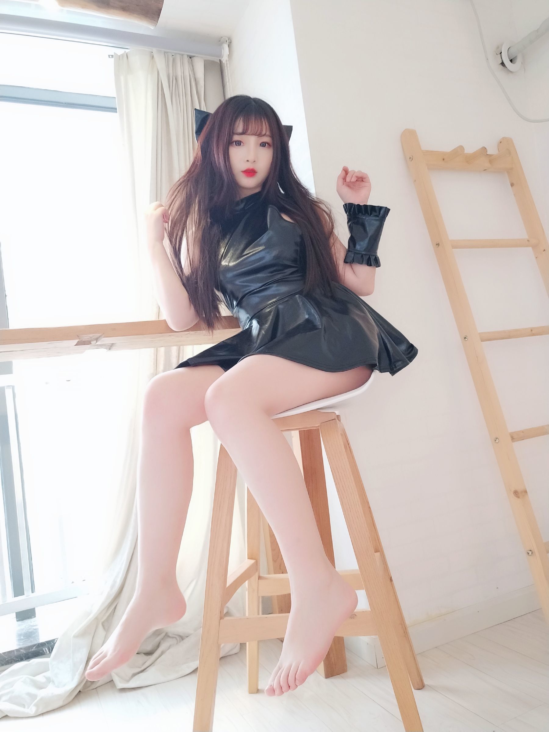 二次元美女古川kagura - 黑亮连衣裙-图9