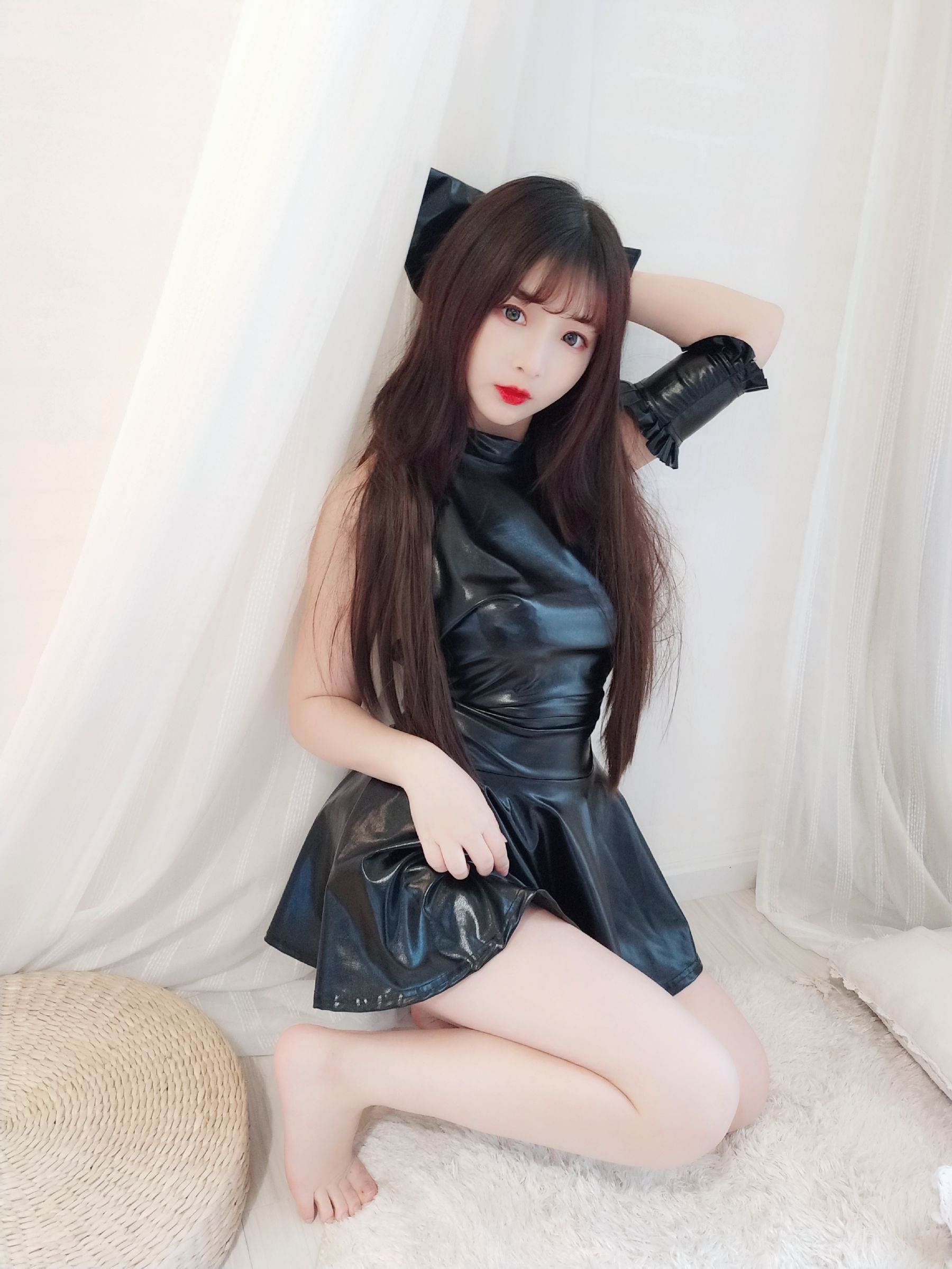 二次元美女古川kagura - 黑亮连衣裙-图34